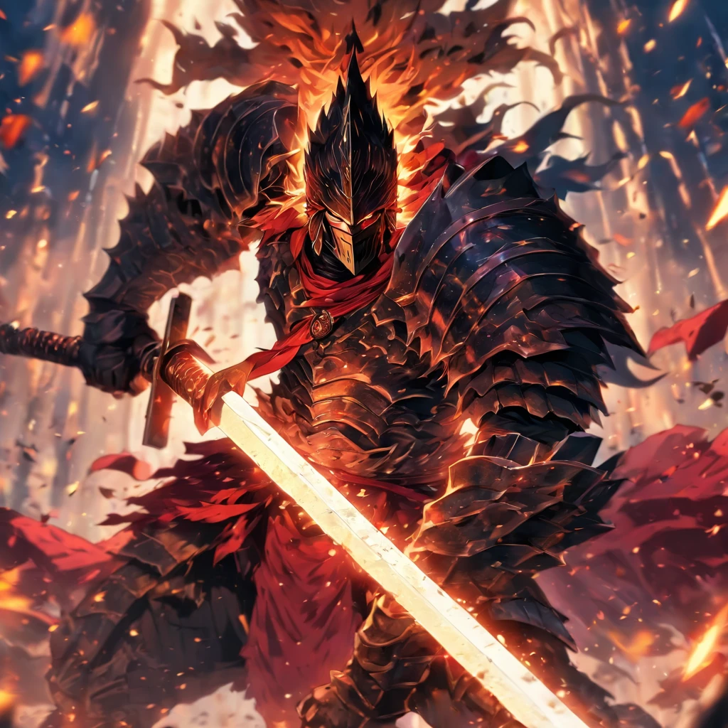 Arafed knight berserker swinging a giant sword with ruthless look on his eyes, giant sword, berserker, swinging sword, 8k visuals, 4k picture, 8k quality, 4k quality, best Picture of all time, masterpiece, (((sword swinging))), (((giant sword swinging))), (((arafed knight swinging sword)))
