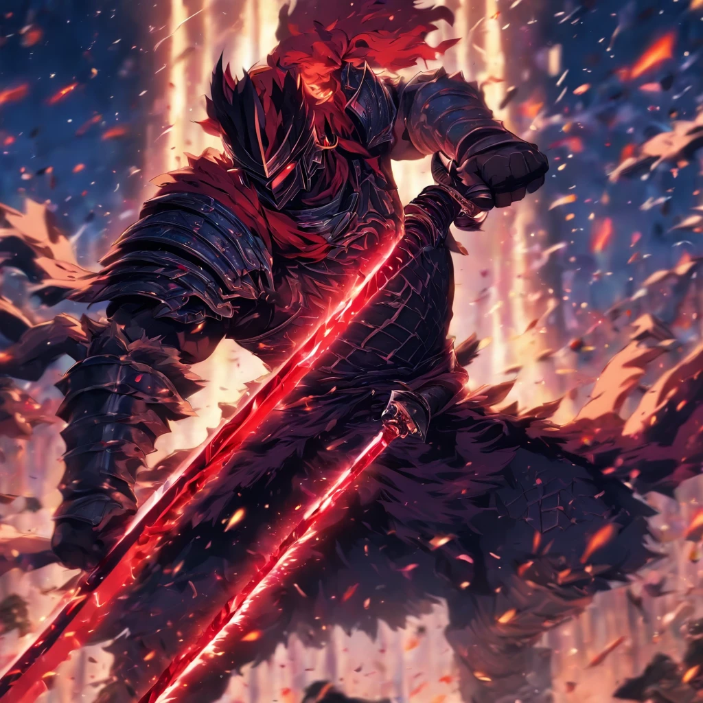 Arafed knight berserker swinging a giant sword with ruthless look on his eyes, giant sword, berserker, swinging sword, 8k visuals, 4k picture, 8k quality, 4k quality, best Picture of all time, masterpiece, (((sword swinging))), (((giant sword swinging))), (((arafed knight swinging sword)))