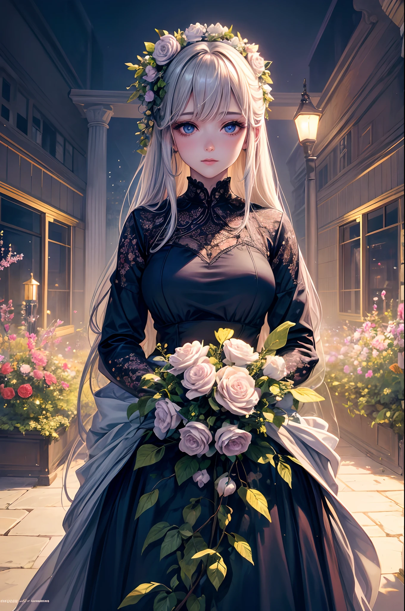 The prompt generated based on the given theme is as follows:
"A girl with beautiful detailed eyes, beautiful detailed lips, and an extremely detailed face under the moonlight. She stands in a garden, surrounded by blooming flowers and lush greenery. The moonlight casts a gentle glow on her fair skin, illuminating her delicate features. The atmosphere is ethereal and serene, capturing the tranquility of the night. The artwork is created using high-quality materials such as oil paint, resulting in a masterpiece with ultra-detailed and realistic details. The colors are vivid, creating a mesmerizing and enchanting scene. The lighting is soft and dreamy, enhancing the overall ambiance of the artwork."