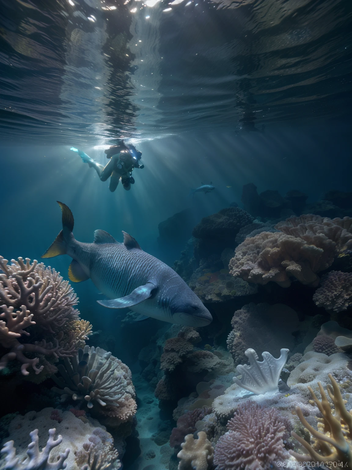 Create the image of a hybrid creature, Half man and the other half waist down clown triggerfish,Balistoides conspicillum | . 8K Ultra realista
