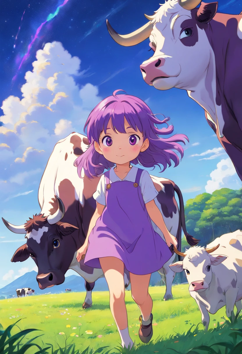 Purple Girl Cow Cute