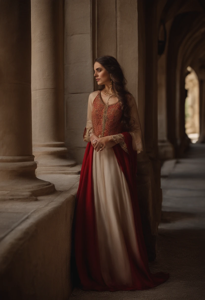 Estilo WRC, beautiful woman, rubio, sentada, Traje real, Royal Camera, Entorno medieval