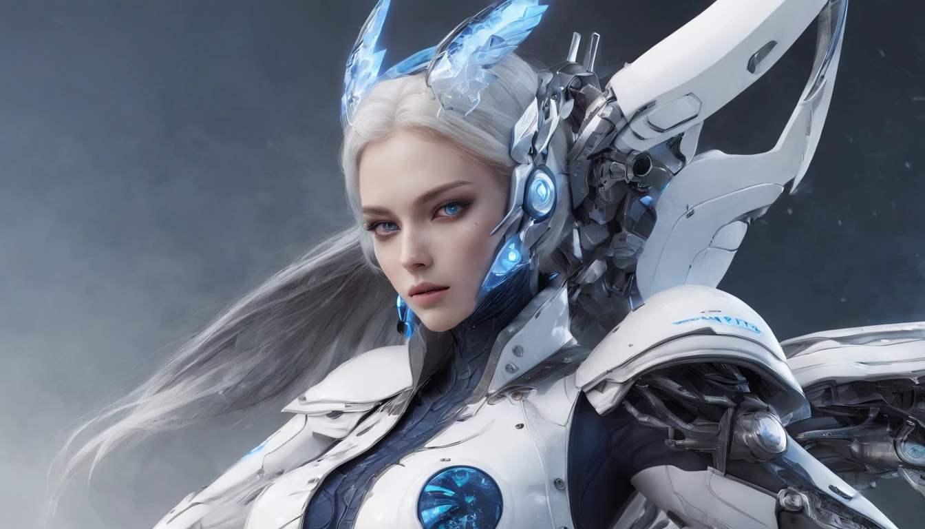 Luna Freya Knox Frey,Highest image quality,Outstanding details,超高分辨率,(Fidelity:1.4), Favor the details,closeup cleavage,cropped shoulders,High-tech dragon knight mech,He has a delicate and beautiful face,((Blue-white flying semi-mechanical fuselage:1.8)),Raised sexy,frontage,Cidade futuristica,Snow,themoon,mechanically aesthetic,Virtual Engine 5,Perfect detail rendering,rendering by octane,hyper HD
