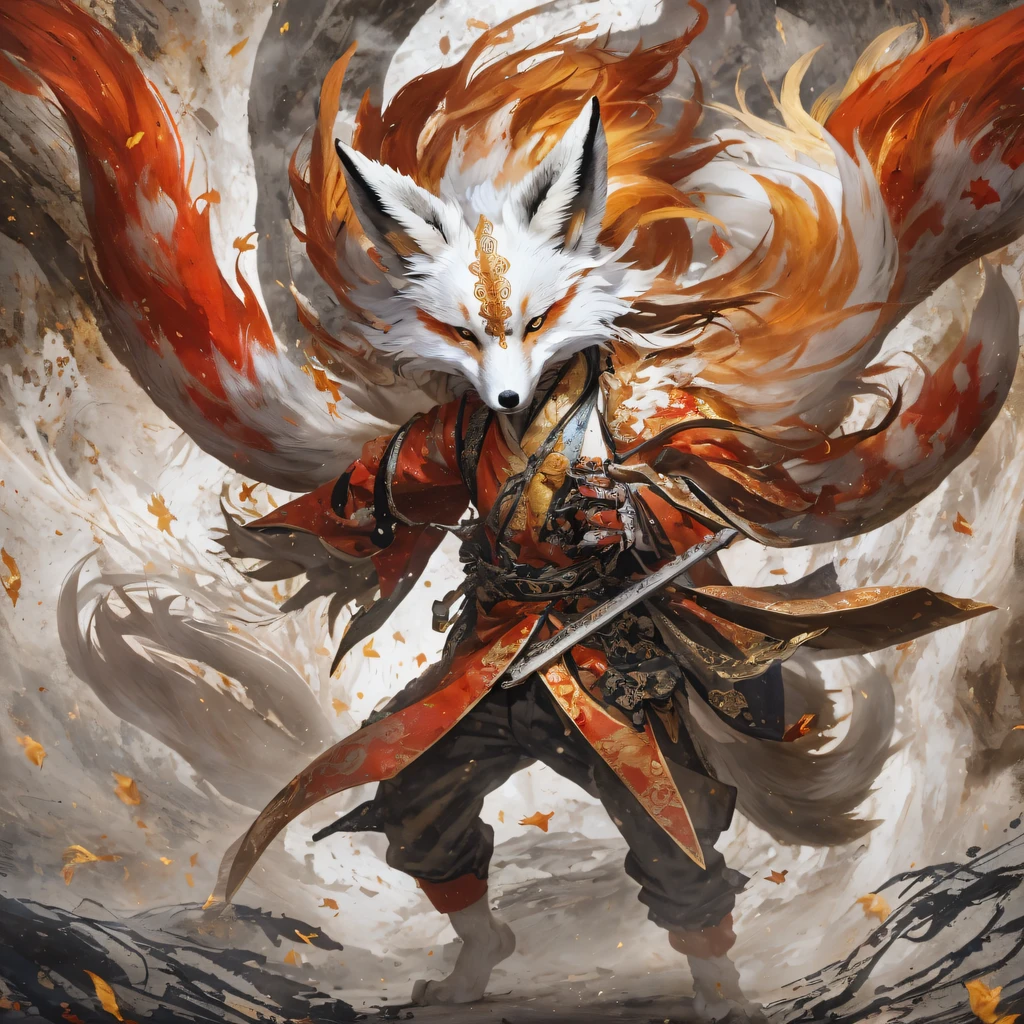 Nine-tailed fox 32K,Red and White Immortal Demon Realm, Chance encounter with Liu Hanshu, He saw in him his former self, It was decided to take him as an apprentice, Teach him how to protect himself, But because of the Tibetan star map, Phoenix and the Liu family、The Jade Sword Sect establishes relationships, It opens with the death of Liu Hanshu, Qin Yu embarked on the road of confrontation with a strong enemy, Working hard, Make yourself stronger, Stick to your own core path of justice, (nine tail fox)eyes filled with angry,The red and white nine-tailed fox clenched its fists,Rush up,Deliver a fatal blow to your opponent,full bodyesbian,Full body nine-tailed fox male mage 32K(Masterpiece Canyon Ultra HD)fenghuang(canyons)Climb the streets, The scene of the explosion(nine tail fox), (Dragons), The nine-tailed fox's angry fighting stance, looking at the ground, Batik linen bandana, Chinese red and white pattern long-sleeved garment, Canyon red and white nine-tailed fox(Abstract propylene splash:1.2)Red White(realisticlying:1.4),Black color hair,Flour fluttering,rainbow background, A high resolution, the detail, RAW photogr, Sharp Re, Nikon D850 Film Stock Photo by Jefferies Lee 4 Kodak Portra 400 Camera F1.6 shots, Rich colors, ultra-realistic vivid textures, Dramatic lighting, Unreal Engine Art Station Trend, cinestir 800,Red and white fluttering mist,(((Jungle Canyon)))The wounded lined up in the streets(vale)Climb the streets,Movie master real-time image quality(tmasterpiece,k hd,hyper HD,32K) (Linen batik scarf), Combat posture, looking at the ground, Linen bandana, Chinese nine-tailed fox pattern long-sleeved garment, Morning nine-tailed fox(Abstract gouache splash:1.2), Dark clouds lightning background,sprinkling