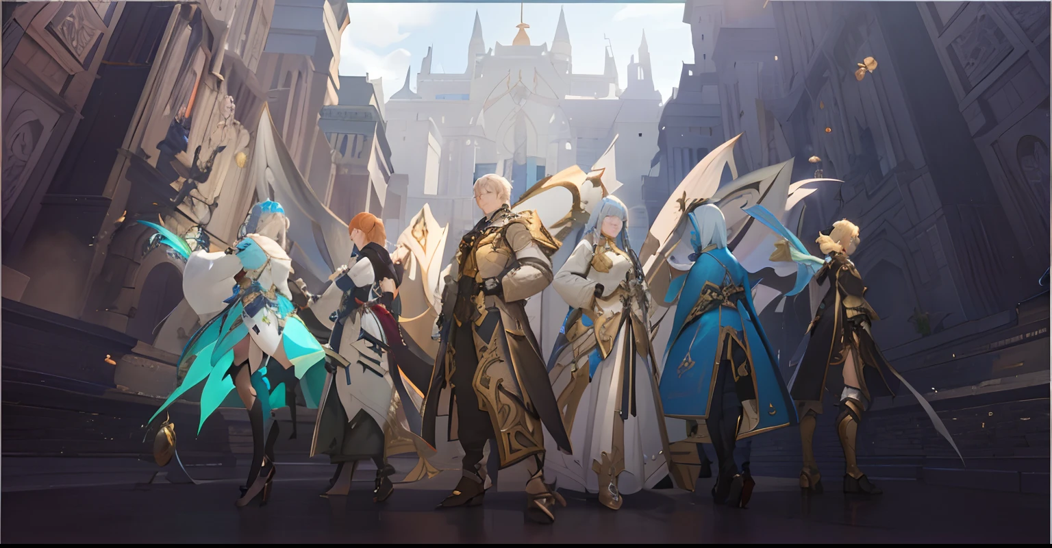 There are a lot of people in the same building, lineage 2 revolution style, aion, From Lineage 2, shadowverse style, shadowverse character concept, 2. 5 D CGI anime fantasy artwork, mmorpg fantasy, korean mmo, by Yang J, fantasy mmo, korean mmorpg, mmorpg, art-style, G Liulian art style