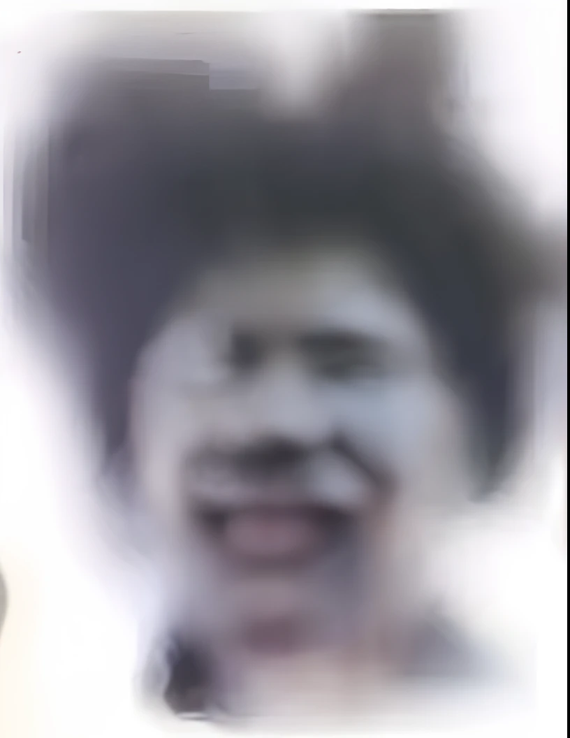 There is a photo of a man with a fake beard and a fake beard, cursed images, obscured face, grainy photo of an ugly man, lsd face, cursed images, leaked footage, Blurred face, grainy photo of an ugly woman, insane face, scariest looking man alive, Angry Bob Ross, cursed images, Tim Burton Super Sampling, mad smile