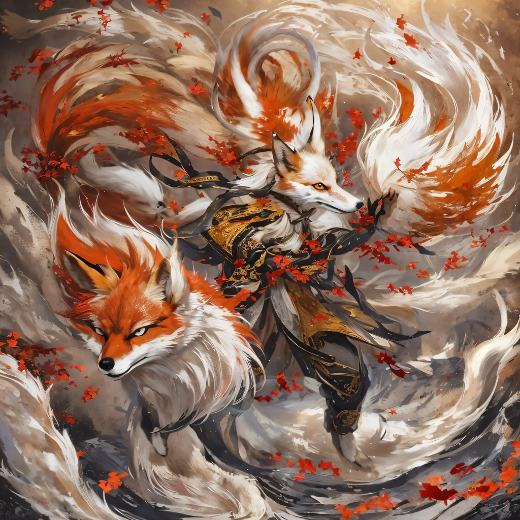 Nine-tailed fox 32K,Red and White Immortal Demon Realm, Chance encounter with Liu Hanshu, He saw in him his former self, It was decided to take him as an apprentice, Teach him how to protect himself, But because of the Tibetan star map, Phoenix and the Liu family、The Jade Sword Sect establishes relationships, It opens with the death of Liu Hanshu, Qin Yu embarked on the road of confrontation with a strong enemy, Working hard, Make yourself stronger, Stick to your own core path of justice, (nine tail fox)eyes filled with angry,The red and white nine-tailed fox clenched its fists,Rush up,Deliver a fatal blow to your opponent,full bodyesbian,Full body nine-tailed fox male mage 32K(Masterpiece Canyon Ultra HD)fenghuang(canyons)Climb the streets, The scene of the explosion(nine tail fox), (Dragons), The nine-tailed fox's angry fighting stance, looking at the ground, Batik linen bandana, Chinese red and white pattern long-sleeved garment, Canyon red and white nine-tailed fox(Abstract propylene splash:1.2)Red White(realisticlying:1.4),Black color hair,Flour fluttering,rainbow background, A high resolution, the detail, RAW photogr, Sharp Re, Nikon D850 Film Stock Photo by Jefferies Lee 4 Kodak Portra 400 Camera F1.6 shots, Rich colors, ultra-realistic vivid textures, Dramatic lighting, Unreal Engine Art Station Trend, cinestir 800,Red and white fluttering mist,(((Jungle Canyon)))The wounded lined up in the streets(vale)Climb the streets,Movie master real-time image quality(tmasterpiece,k hd,hyper HD,32K) (Linen batik scarf), Combat posture, looking at the ground, Linen bandana, Chinese nine-tailed fox pattern long-sleeved garment, Morning nine-tailed fox(Abstract gouache splash:1.2), Dark clouds lightning background,sprinkling