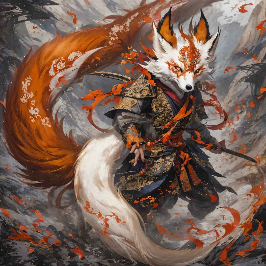 Nine-tailed fox 32K,Red and White Immortal Demon Realm, Chance encounter with Liu Hanshu, He saw in him his former self, It was decided to take him as an apprentice, Teach him how to protect himself, But because of the Tibetan star map, Phoenix and the Liu family、The Jade Sword Sect establishes relationships, It opens with the death of Liu Hanshu, Qin Yu embarked on the road of confrontation with a strong enemy, Working hard, Make yourself stronger, Stick to your own core path of justice, (nine tail fox)eyes filled with angry,The red and white nine-tailed fox clenched its fists,Rush up,Deliver a fatal blow to your opponent,full bodyesbian,Full body nine-tailed fox male mage 32K(Masterpiece Canyon Ultra HD)fenghuang(canyons)Climb the streets, The scene of the explosion(nine tail fox), (Dragons), The nine-tailed fox's angry fighting stance, looking at the ground, Batik linen bandana, Chinese red and white pattern long-sleeved garment, Canyon red and white nine-tailed fox(Abstract propylene splash:1.2)Red White(realisticlying:1.4),Black color hair,Flour fluttering,rainbow background, A high resolution, the detail, RAW photogr, Sharp Re, Nikon D850 Film Stock Photo by Jefferies Lee 4 Kodak Portra 400 Camera F1.6 shots, Rich colors, ultra-realistic vivid textures, Dramatic lighting, Unreal Engine Art Station Trend, cinestir 800,Red and white fluttering mist,(((Jungle Canyon)))The wounded lined up in the streets(vale)Climb the streets,Movie master real-time image quality(tmasterpiece,k hd,hyper HD,32K) (Linen batik scarf), Combat posture, looking at the ground, Linen bandana, Chinese nine-tailed fox pattern long-sleeved garment, Morning nine-tailed fox(Abstract gouache splash:1.2), Dark clouds lightning background,sprinkling