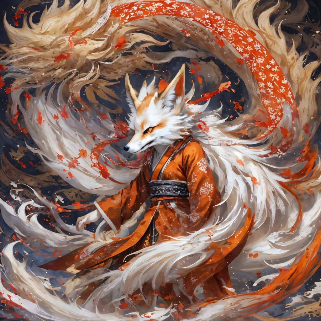 Nine-tailed fox 32K，Red and White Immortal Demon Realm, Chance encounter with Liu Hanshu, He saw in him his former self, It was decided to take him as an apprentice, Teach him how to protect himself, But because of the Tibetan star map, Phoenix and the Liu family、The Jade Sword Sect establishes relationships, It opens with the death of Liu Hanshu, Qin Yu embarked on the road of confrontation with a strong enemy, Working hard, Make yourself stronger, Stick to your own core path of justice, （nine tail fox）eyes filled with angry，The red and white nine-tailed fox clenched its fists，Rush up，Deliver a fatal blow to your opponent，full bodyesbian，Full body nine-tailed fox male mage 32K（Masterpiece Canyon Ultra HD）fenghuang（canyons）Climb the streets， The scene of the explosion（nine tail fox）， （Dragons）， The nine-tailed fox's angry fighting stance， looking at the ground， Batik linen bandana， Chinese red and white pattern long-sleeved garment， Canyon red and white nine-tailed fox（Abstract propylene splash：1.2）Red White（realisticlying：1.4），Black color hair，Flour fluttering，rainbow background， A high resolution， the detail， RAW photogr， Sharp Re， Nikon D850 Film Stock Photo by Jefferies Lee 4 Kodak Portra 400 Camera F1.6 shots, Rich colors, ultra-realistic vivid textures, Dramatic lighting, Unreal Engine Art Station Trend, cinestir 800，Red and white fluttering mist,（（（Jungle Canyon）））The wounded lined up in the streets（vale）Climb the streets，Movie master real-time image quality（tmasterpiece，k hd，hyper HD，32K） （Linen batik scarf）， Combat posture， looking at the ground， Linen bandana， Chinese nine-tailed fox pattern long-sleeved garment， Morning nine-tailed fox（Abstract gouache splash：1.2）， Dark clouds lightning background，sprinkling