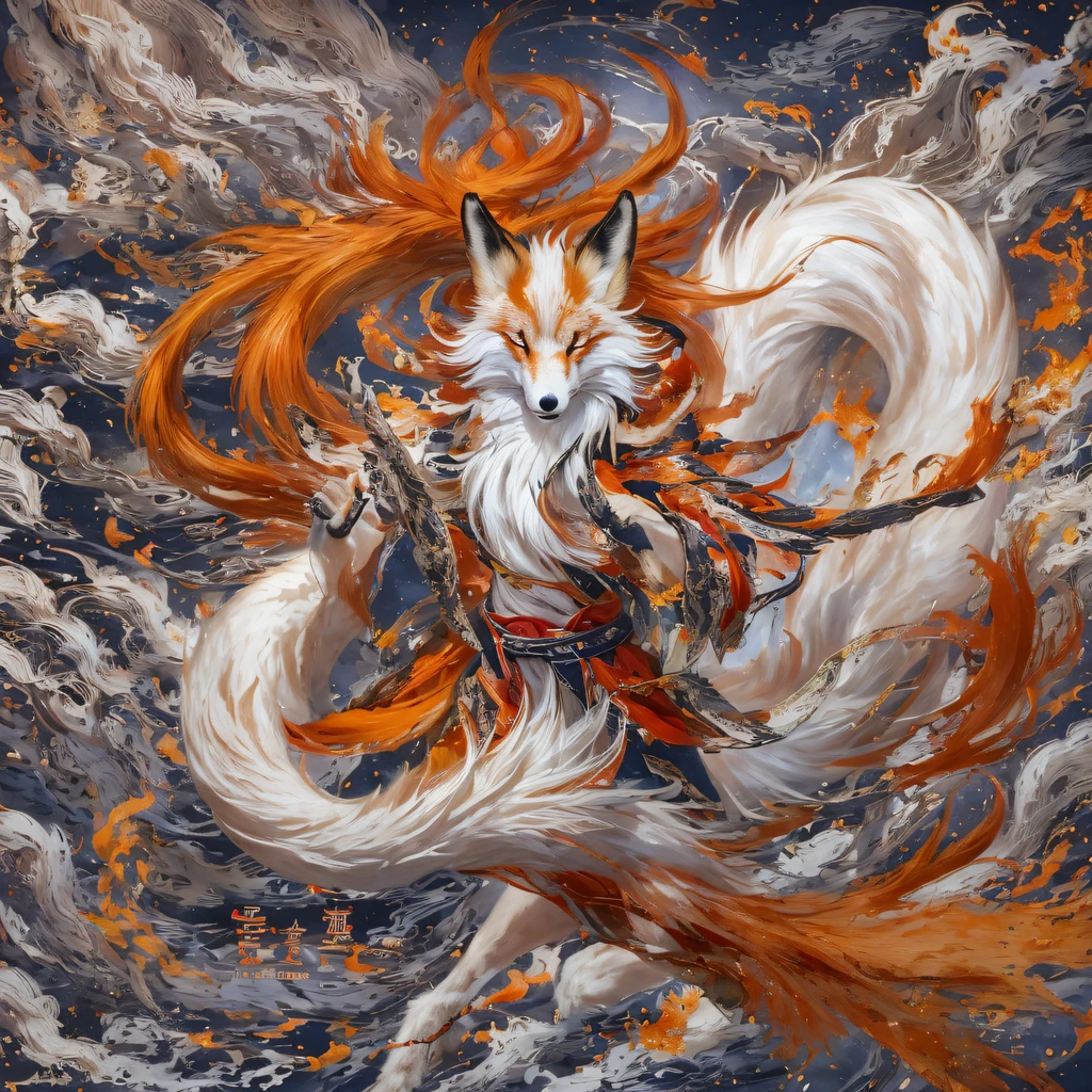 Nine-tailed fox 32K，Red and White Immortal Demon Realm, Chance encounter with Liu Hanshu, He saw in him his former self, It was decided to take him as an apprentice, Teach him how to protect himself, But because of the Tibetan star map, Phoenix and the Liu family、The Jade Sword Sect establishes relationships, It opens with the death of Liu Hanshu, Qin Yu embarked on the road of confrontation with a strong enemy, Working hard, Make yourself stronger, Stick to your own core path of justice, （nine tail fox）eyes filled with angry，The red and white nine-tailed fox clenched its fists，Rush up，Deliver a fatal blow to your opponent，full bodyesbian，Full body nine-tailed fox male mage 32K（Masterpiece Canyon Ultra HD）fenghuang（canyons）Climb the streets， The scene of the explosion（nine tail fox）， （Dragons）， The nine-tailed fox's angry fighting stance， looking at the ground， Batik linen bandana， Chinese red and white pattern long-sleeved garment， Canyon red and white nine-tailed fox（Abstract propylene splash：1.2）Red White（realisticlying：1.4），Black color hair，Flour fluttering，rainbow background， A high resolution， the detail， RAW photogr， Sharp Re， Nikon D850 Film Stock Photo by Jefferies Lee 4 Kodak Portra 400 Camera F1.6 shots, Rich colors, ultra-realistic vivid textures, Dramatic lighting, Unreal Engine Art Station Trend, cinestir 800，Red and white fluttering mist,（（（Jungle Canyon）））The wounded lined up in the streets（vale）Climb the streets，Movie master real-time image quality（tmasterpiece，k hd，hyper HD，32K） （Linen batik scarf）， Combat posture， looking at the ground， Linen bandana， Chinese nine-tailed fox pattern long-sleeved garment， Morning nine-tailed fox（Abstract gouache splash：1.2）， Dark clouds lightning background，sprinkling