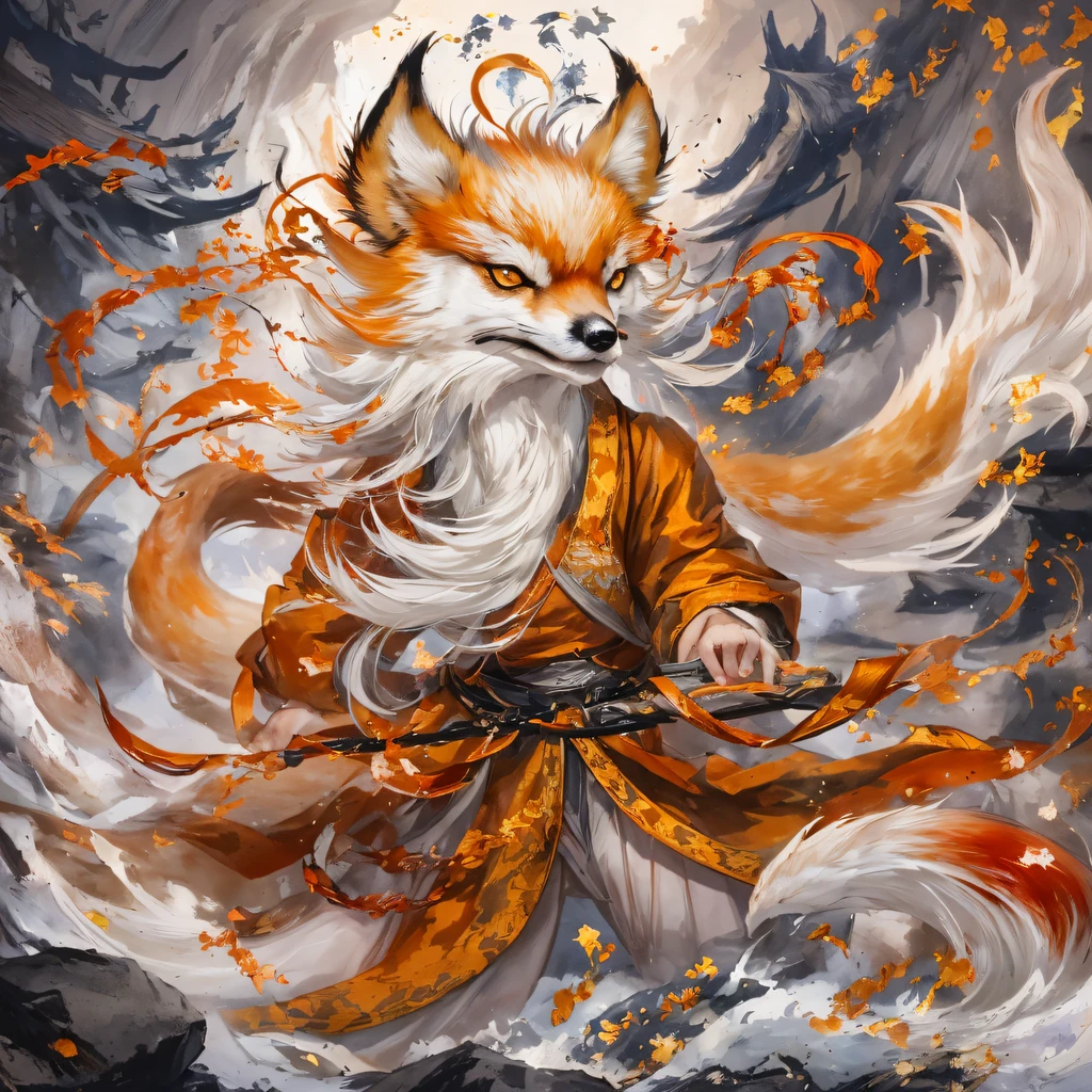 Nine-tailed fox 32K,Red and White Immortal Demon Realm, Chance encounter with Liu Hanshu, He saw in him his former self, It was decided to take him as an apprentice, Teach him how to protect himself, But because of the Tibetan star map, Phoenix and the Liu family、The Jade Sword Sect establishes relationships, It opens with the death of Liu Hanshu, Qin Yu embarked on the road of confrontation with a strong enemy, Working hard, Make yourself stronger, Stick to your own core path of justice, (nine tail fox)eyes filled with angry,The red and white nine-tailed fox clenched its fists,Rush up,Deliver a fatal blow to your opponent,full bodyesbian,Full body nine-tailed fox male mage 32K(Masterpiece Canyon Ultra HD)fenghuang(canyons)Climb the streets, The scene of the explosion(nine tail fox), (Dragons), The nine-tailed fox's angry fighting stance, looking at the ground, Batik linen bandana, Chinese red and white pattern long-sleeved garment, Canyon red and white nine-tailed fox(Abstract propylene splash:1.2)Red White(realisticlying:1.4),Black color hair,Flour fluttering,rainbow background, A high resolution, the detail, RAW photogr, Sharp Re, Nikon D850 Film Stock Photo by Jefferies Lee 4 Kodak Portra 400 Camera F1.6 shots, Rich colors, ultra-realistic vivid textures, Dramatic lighting, Unreal Engine Art Station Trend, cinestir 800,Red and white fluttering mist,(((Jungle Canyon)))The wounded lined up in the streets(vale)Climb the streets,Movie master real-time image quality(tmasterpiece,k hd,hyper HD,32K) (Linen batik scarf), Combat posture, looking at the ground, Linen bandana, Chinese nine-tailed fox pattern long-sleeved garment, Morning nine-tailed fox(Abstract gouache splash:1.2), Dark clouds lightning background,sprinkling