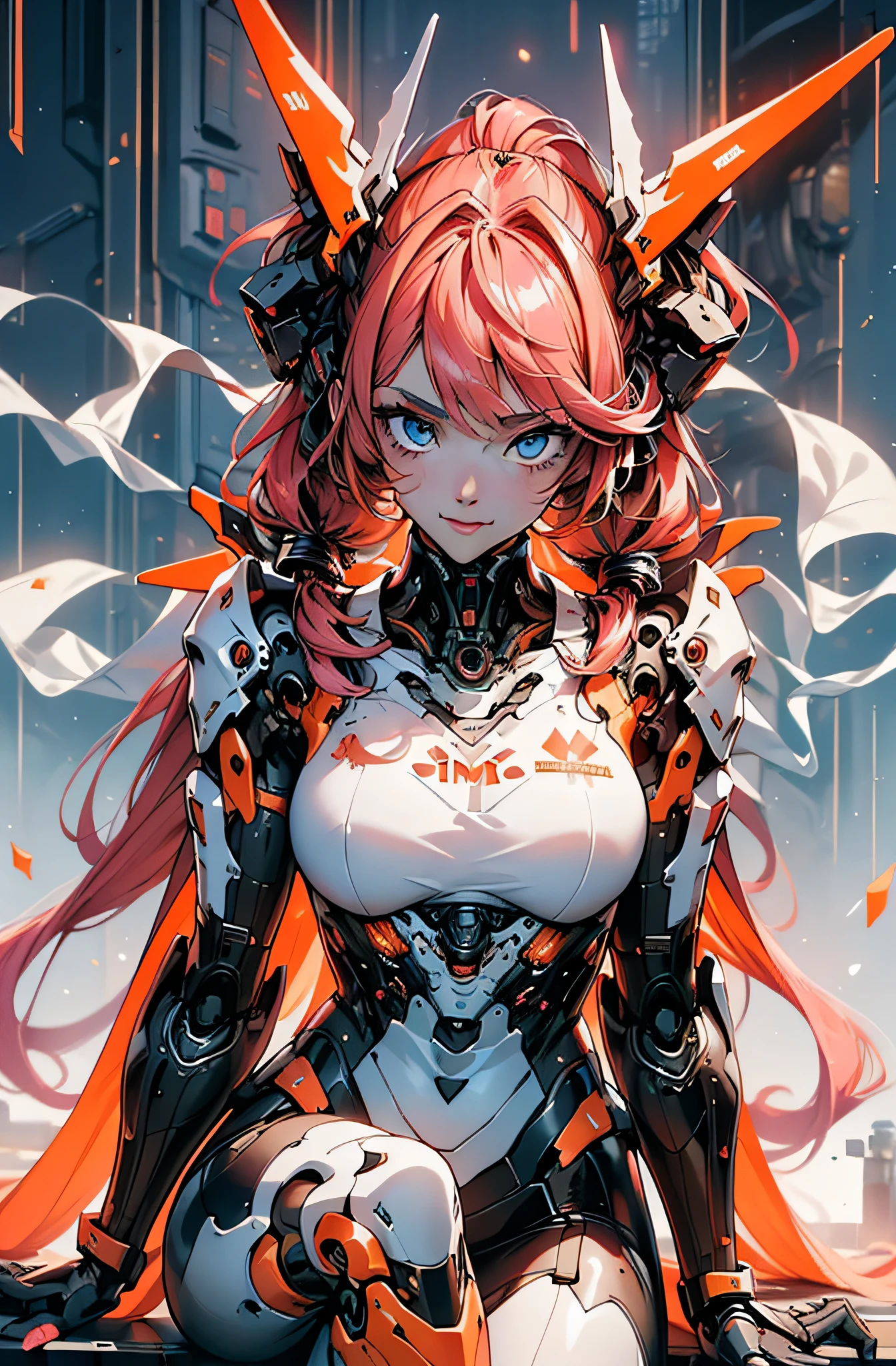 (original) , (very detailed wallpaper) , very detailed illustrations, (1 Girl) , beautiful eyes, (delicate face) , perfect detail,(long hair:1.3),(sitting:1.4), (twintails:1.2), red eyes, pink hair, smile ,pink lips, bright blue eyes, closed mouth,
((mechanical parts)), mechanical spine, mechanization, future, wide hips, laboratory, ((mecha)), stylish energy \(module\), repairing, (giantess1.4), The surrounding scene looks small,The main character gets bigger,( and the surrounding scenes get smaller to make the main character bigger1.),(The scene gets smaller1.2), outdoors, cyberpunk, city lights, night sky, neon lamp, Light Enhancement ,orange theme
(best lighting) , (super complex detail) , 4K Unity, (super detailed CG: 1.2) , (8K: 1.2) ,
, (bondage,:1.4) ,