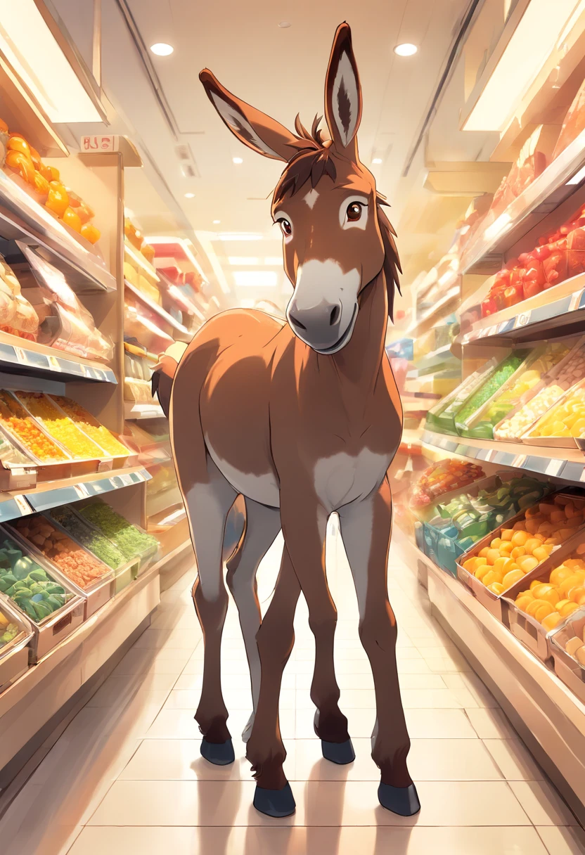 "Generate ultra HD images of chic cartoon donkeys, Stand up,anthropomorphic turtle, Use advanced macro photography techniques、Highlight the cute pleasure of the donkey, Erect ears, Expressive eyes and open mouth smile. Place the camera at eye level of the donkey, Create an intimate connection between the viewer and the donkey's subject. Achieve a large aperture for shallow depth of field, Let the donkey stand out clearly against a slightly blurred background. Improve lighting、Emphasize the texture and contour of the donkey's body, avec un soft, Remove rough shadows、Show the joy of donkeys in shopping. Try to capture moments in natural motion, In the anniversary department store、celebrating, etc., Convey realism. Implement post-processing techniques to improve image clarity, Contrast, and color balance, Protect all aspects, From the intricate pattern of the donkey to its intense gaze, Rendered in amazing detail. finally, Convey the joyful atmosphere of department store anniversaries,Capture fleeting moments,Celebration department stores."
