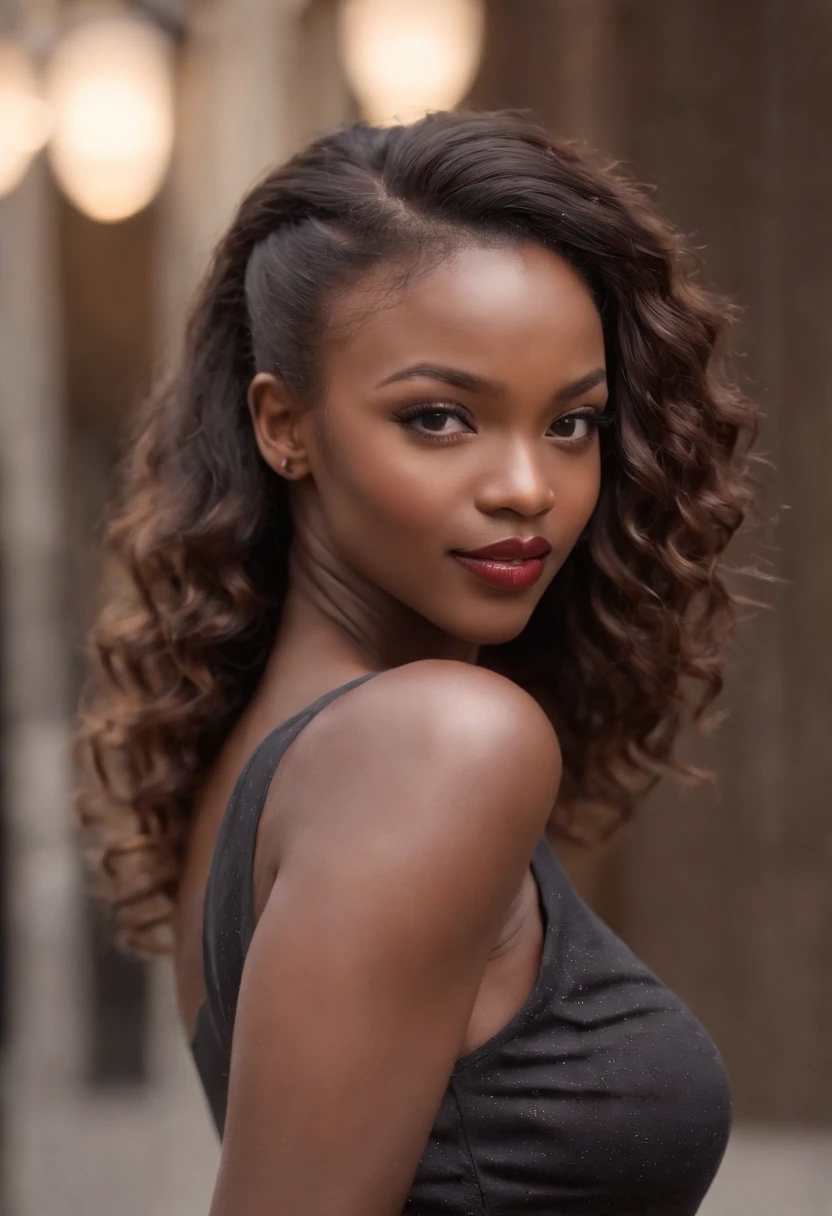 ((Dark African skin, Very deep ebony skin)), ((Its beauty is undeniable)), ((Excited cute face)), ((Hyper detailed perfect eyes,)), ((pose mignonne)), ((Langue sortie)), ((Seductive )), sexy, (( Tight mesh shirt, shorts courts sexy)), ((Afro ponytail with long African curly hair,)), (( peau)), (( gros seins )), ((debout, vue de face)), ((toucher ses propres jambes dans une pose sexy)), ((dehors, Ville publique)), Sharp Focus CGI, photoreallistic, High detail, Realstic, Masterpiece, absurdes, Best quality, Hdr, High quality, high-definition, Extremely detailed, 8k wallpaper, Intricate details, 8K UHD, Full-HD, (photo realist:1.2), contraste, intense illumination, lighting cinematic, natural lighting, hard light, contre-jour, Illumination globale, occlusion ambiante, bare ebony spread to show dirty, Workwear, Elegant, respectueuse, with red lipstick.