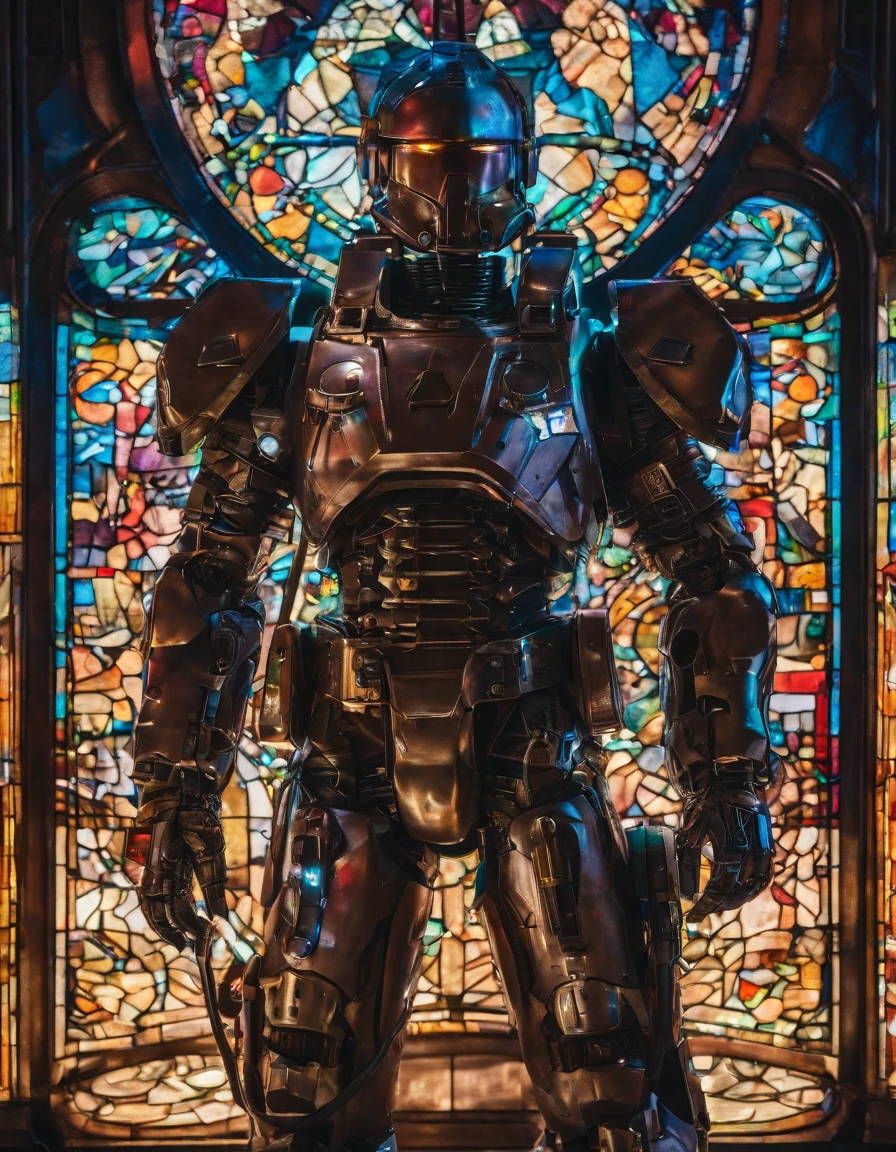 award winning (portrait photo:1.4) of a rugged dark science fiction space marine with robotic joints, male in his 30s, Style-Cupola, electronic circuits, flashing control panel in foreground, science fiction, action, dark, tools on floor in background, backlighting, (shallow depth of field:1.5), by lee jeffries nikon d850 film stock photograph 4 kodak portra 400 camera f1.6 lens rich colors hyper realistic lifelike texture dramatic lighting unreal engine trending on artstation cinestill 800 (vignette:1.3), filmgrain