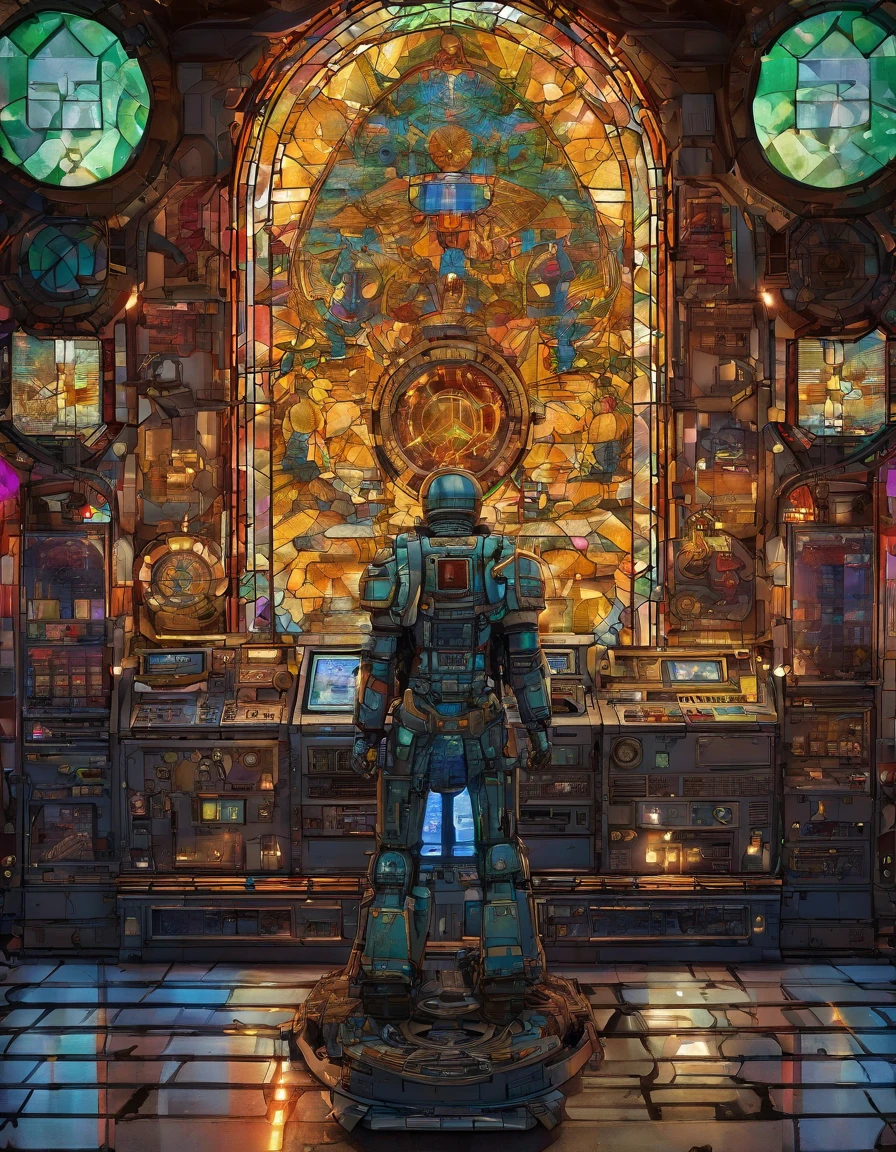 award winning (portrait photo:1.4) of a rugged dark science fiction space marine with robotic joints, male in his 30s, Style-Cupola, electronic circuits, flashing control panel in foreground, science fiction, action, dark, tools on floor in background, backlighting, (shallow depth of field:1.5), by lee jeffries nikon d850 film stock photograph 4 kodak portra 400 camera f1.6 lens rich colors hyper realistic lifelike texture dramatic lighting unreal engine trending on artstation cinestill 800 (vignette:1.3), filmgrain