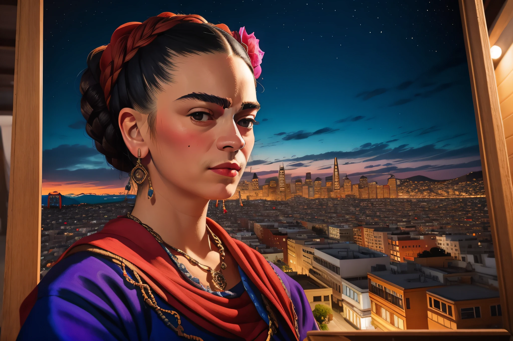 Frida Kahlo painting of San Francisco city