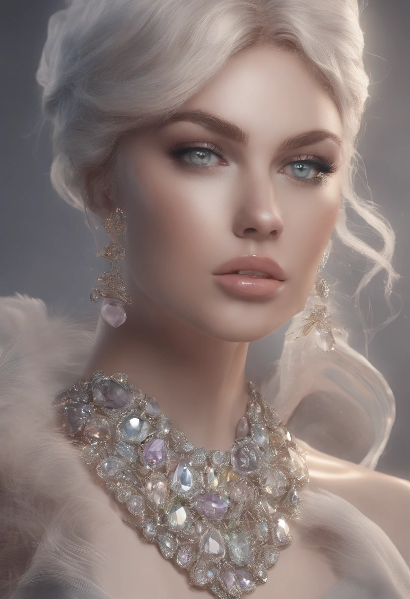 a jewellery design,(8k wallpaper, RAW photo, Photorealistic:1.25) ,( glossy side,, Best quality, Super high resolution, Depth of field, color difference, Caustics, Special light) ,Iridescent color style,(dreamy and romantic compositions:1.5),Bright style,rainbowing,Silver sheep's head pendant,Sapphire eyes,C4D render,Less detail,Less detail