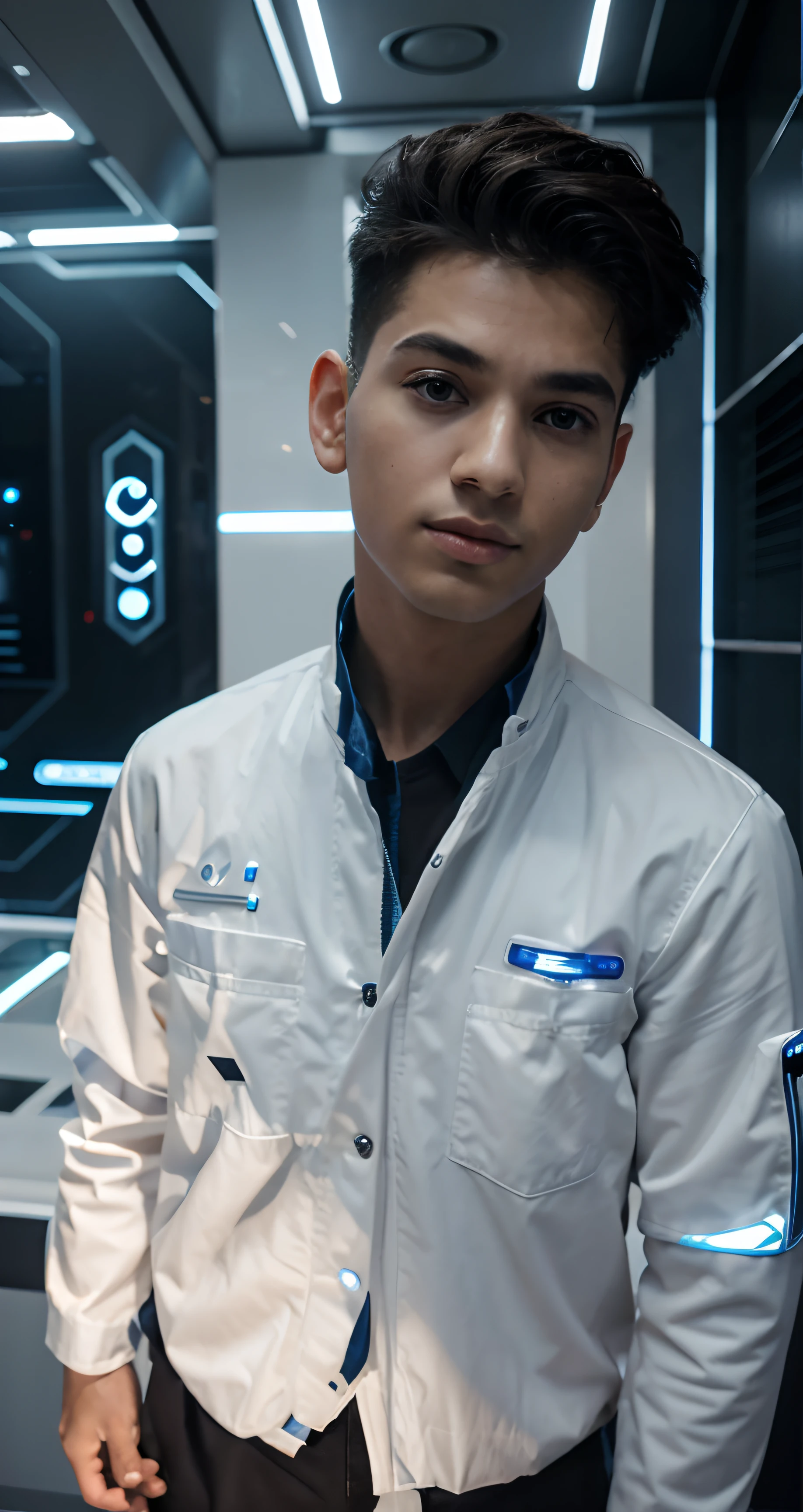 Boy in Futuristic background realistic face 8k ultra high quality