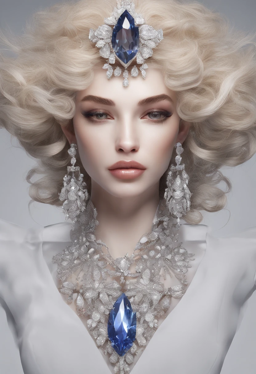 a jewellery design，(8k wallpaper, RAW photo, Photorealistic:1.25) ,( glossy side,, Best quality, Super high resolution, Depth of field, color difference, Caustics, Special light) ,Iridescent color style,(dreamy and romantic compositions:1.5)，Bright style，rainbowing，Silver sheep's head gemstone pendant，sapphires，diamond，C4D render，Less detail，Less detail，No one is like