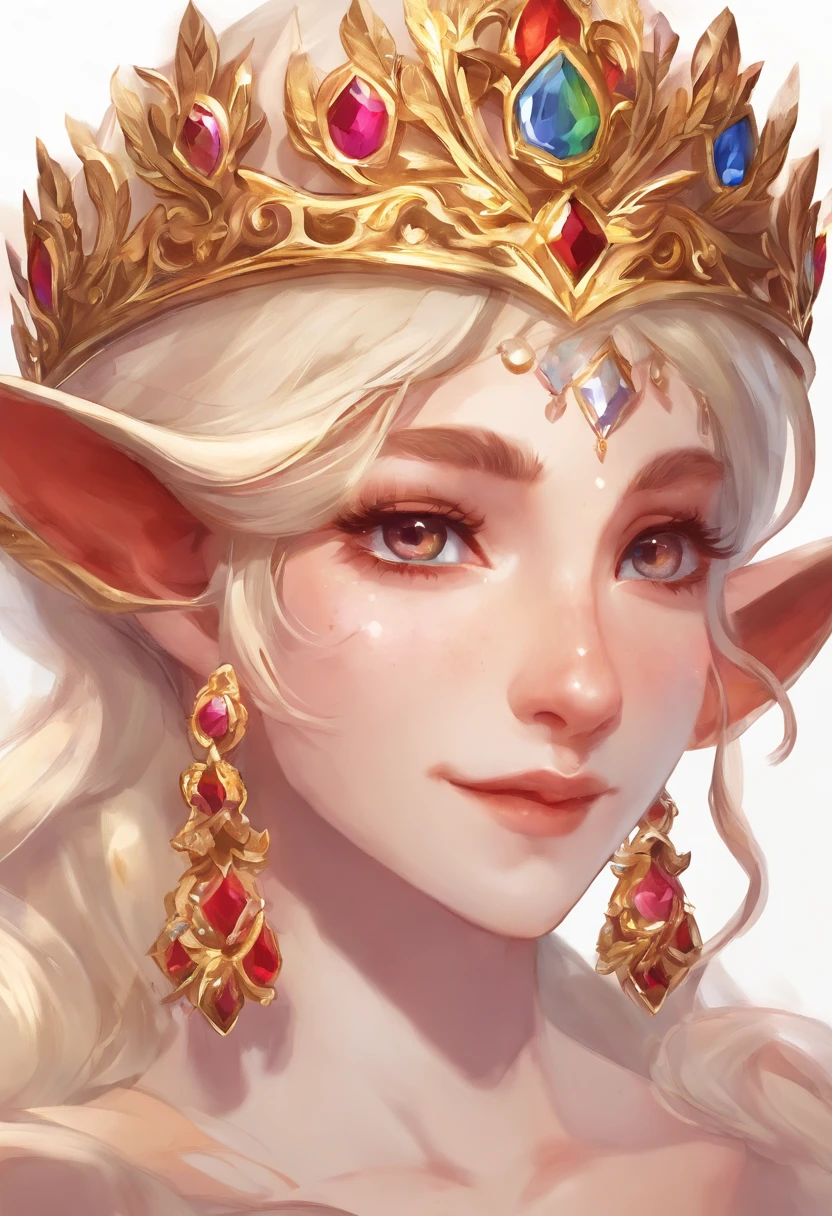 Gemstone design,Jewelry design,a jewellery design,Medallion with metal sheep's head close-up,tiara crown,hearthstone art style, Hearthstone style art, hearthstone concept art, Riot game concept art, style of league of legends, iconic character splash art, League of Legends Crown,Game badge,Surrounding metal feathers,Red gold,c4d渲染,Less detail,less detailing,Huge metal sheep's head in the middle,inlaid gemstones