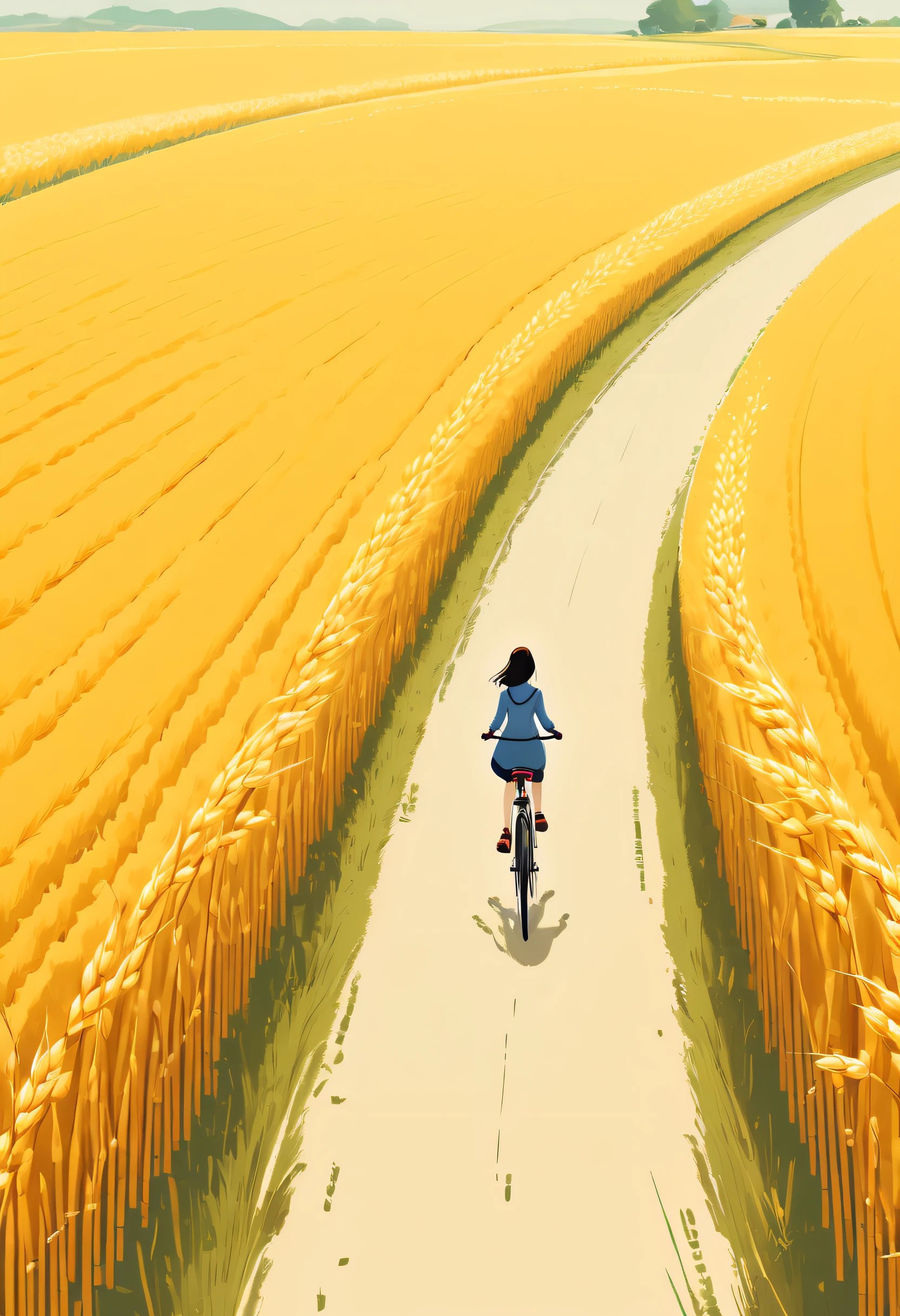 a woman riding a bike down a dirt road, inspired by Leiko Ikemura, pixiv contest winner, girl in space, megastructure in the background, shirobako, vacation photo