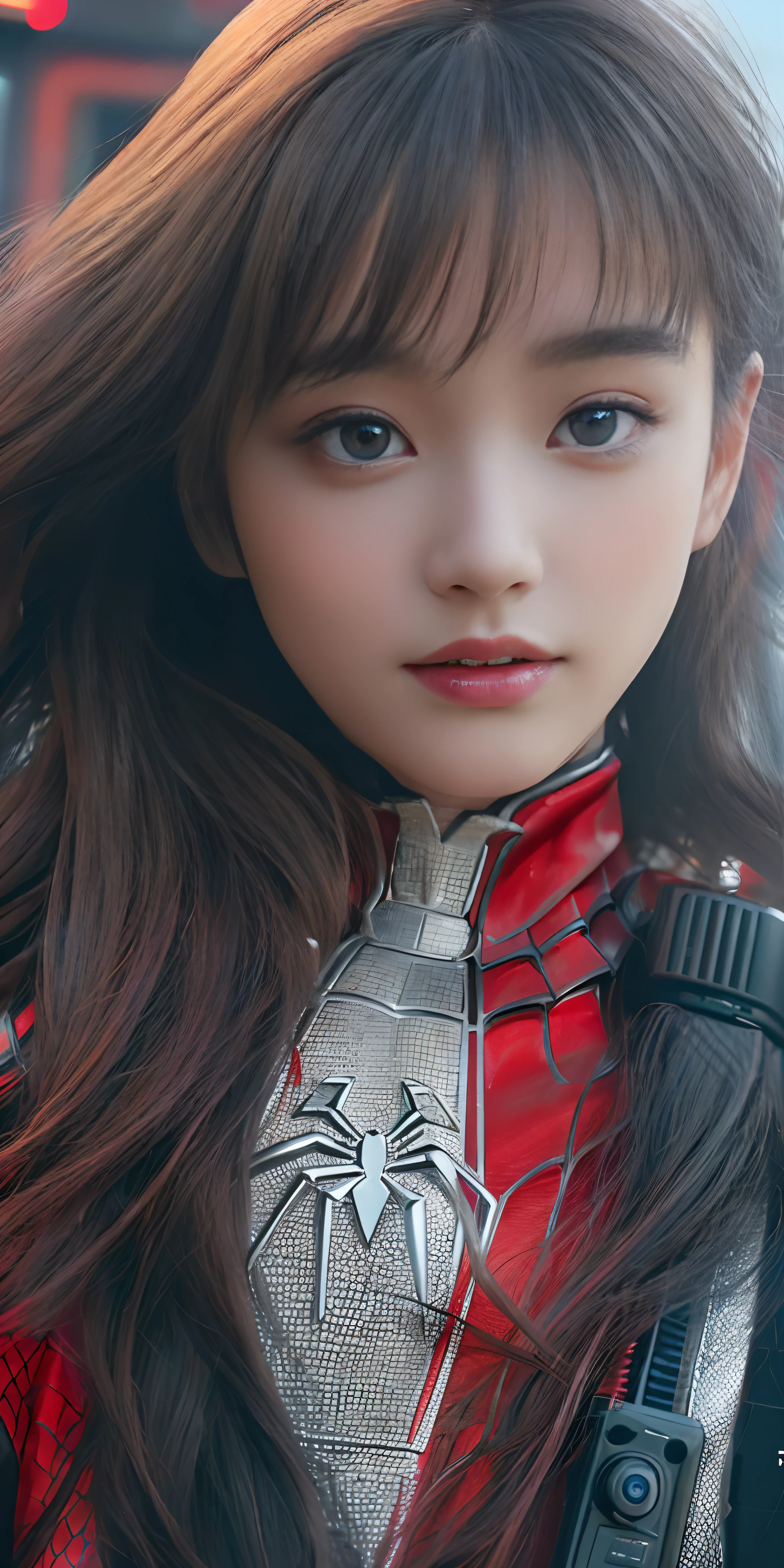 (1girl:1.3), solo, ((very detailed face)))), ((very detailed eyes and face))), beautiful detail eyes, body parts__, official art, unified 8k wallpaper, super detailed, beautiful and beautiful, beautiful, masterpiece, best quality, original, masterpiece, super fine photo, best quality, super high resolution, realistic realism, sunlight, full body portrait, amazing beauty, dynamic pose, delicate face, big breast, vibrant eyes, (from the front), she is wearing a Spider-Man suit, red and black color scheme, spider, very detailed city roof background, rooftop, overlooking the city, detailed face, detailed complex busy background, messy, gorgeous, milky white, highly detailed skin, realistic skin details, visible pores, clear focus, volumetric fog, 8k uhd, DSLR, high quality, film grain, fair skin, photo realism, lomography, futuristic dystopian giant metropolis, translucent