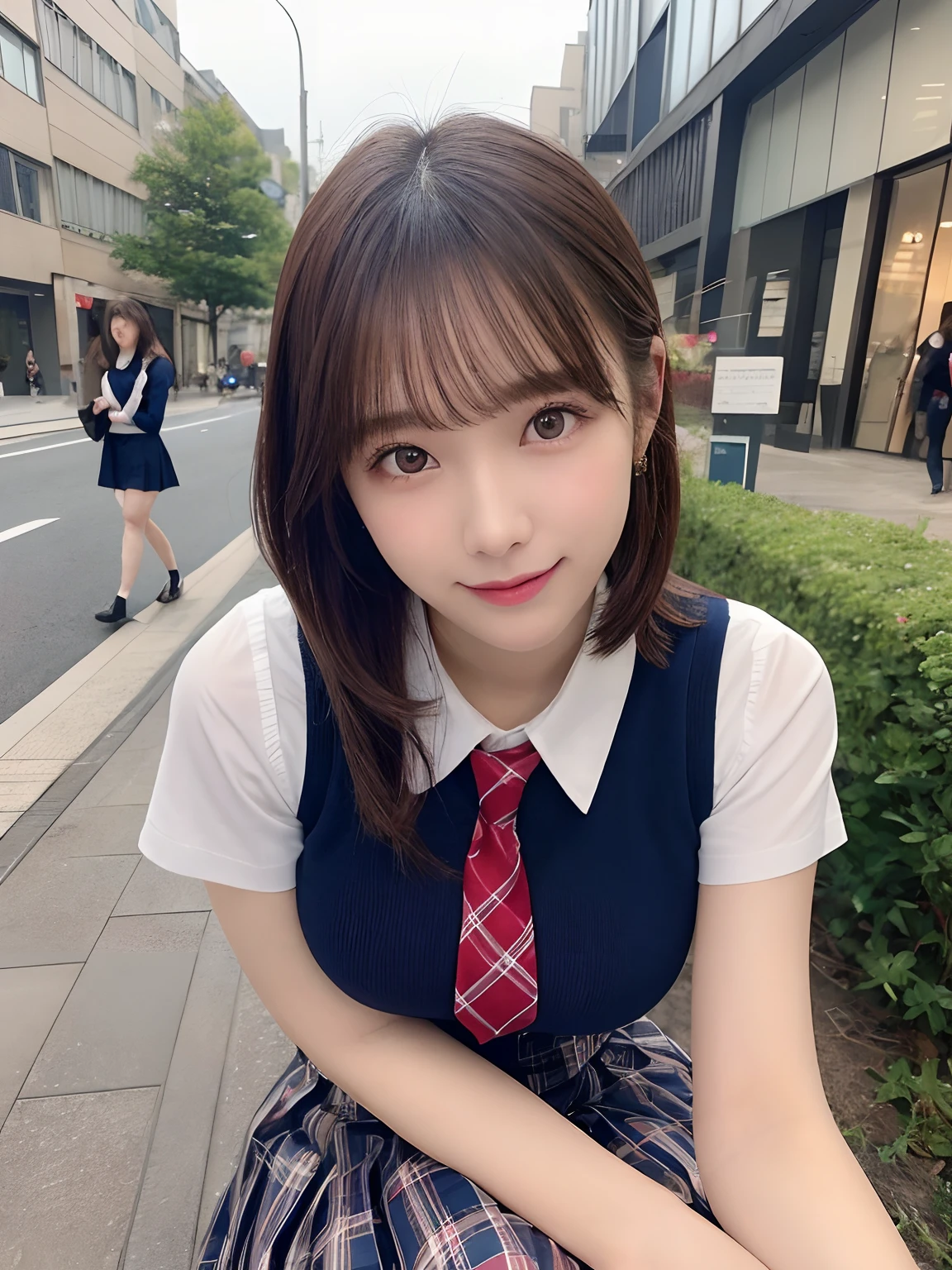 on the table, best quality, illustration, Super detailed, fine details, high resolution, 8k wallpaper, Perfect dynamic composition, Beautiful and delicate eyes,full body photography,show your whole body、collared shirt、mini skirt,thin and transparent、long gray hair, Bold sexy pose,Smile,Harajuku、20 year old girl、Above the legs