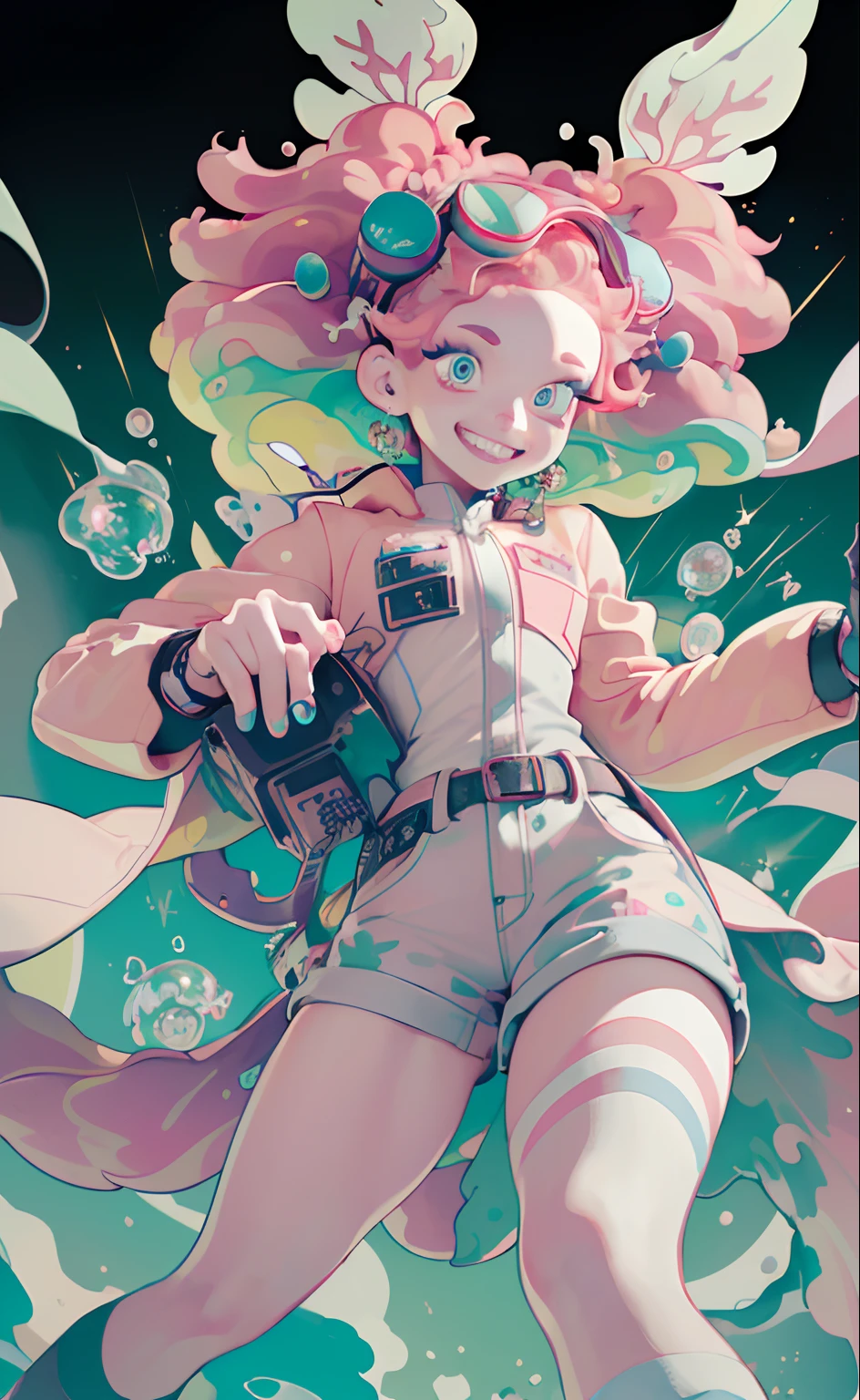 Anime girl with pink hair and a camera in her hand - SeaArt AI