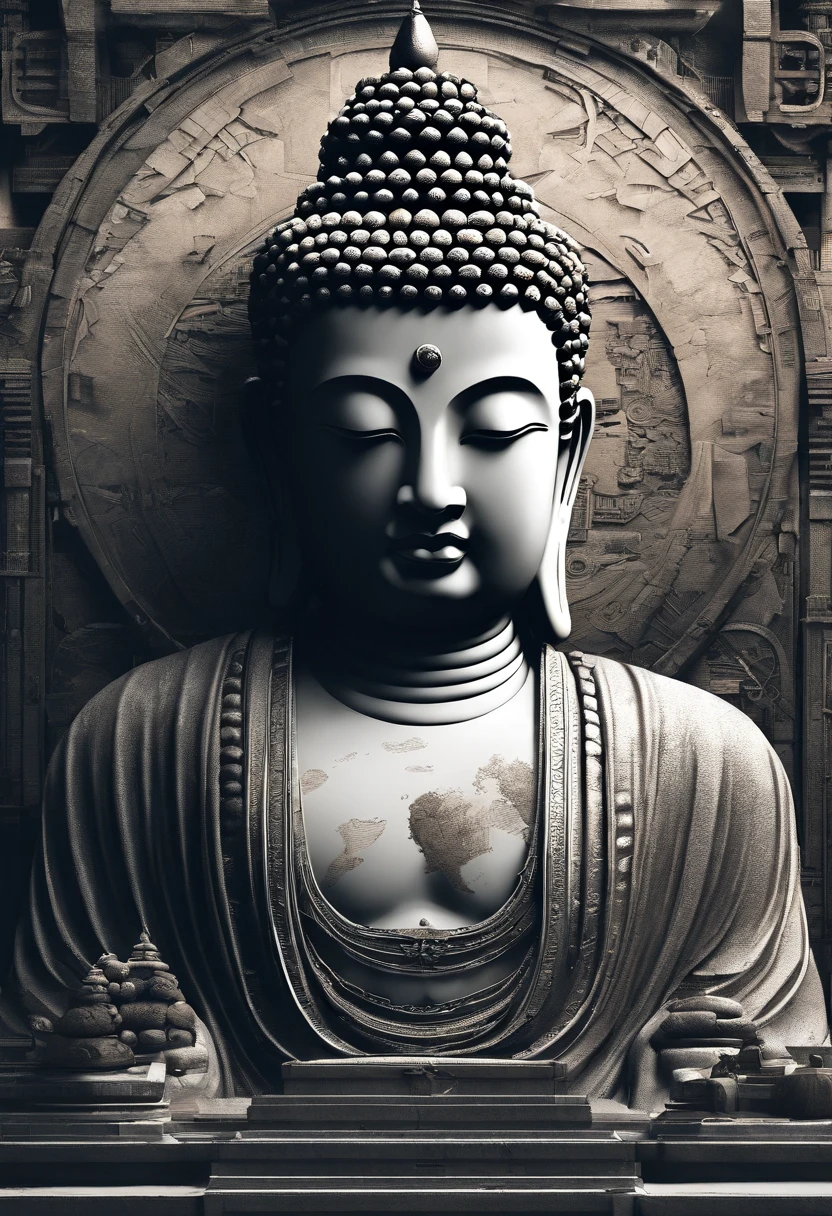 Buddha loves the world,overlooks,The size of the characters is strongly contrasting