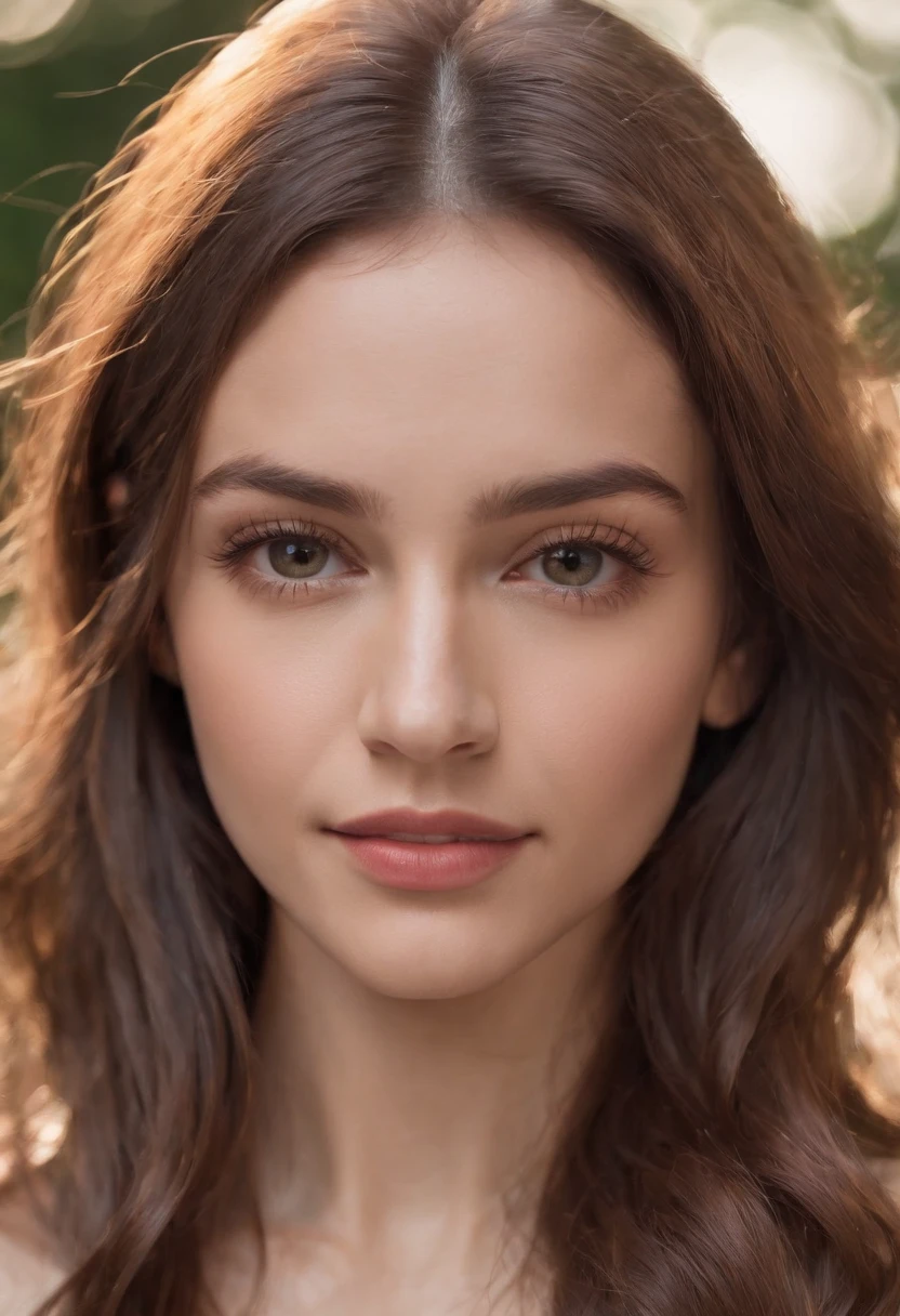 Natural photography of a beautiful girl, wearing a loose crop top, leaning over, long flowing hair, big bust, locks eyes into the camera, symmetrical eyes, symmetrical face, realistic, photography, path tracing, specular lighting, volumetric face light, path traced hair, visible shadows, intricate, elaborate, smiling