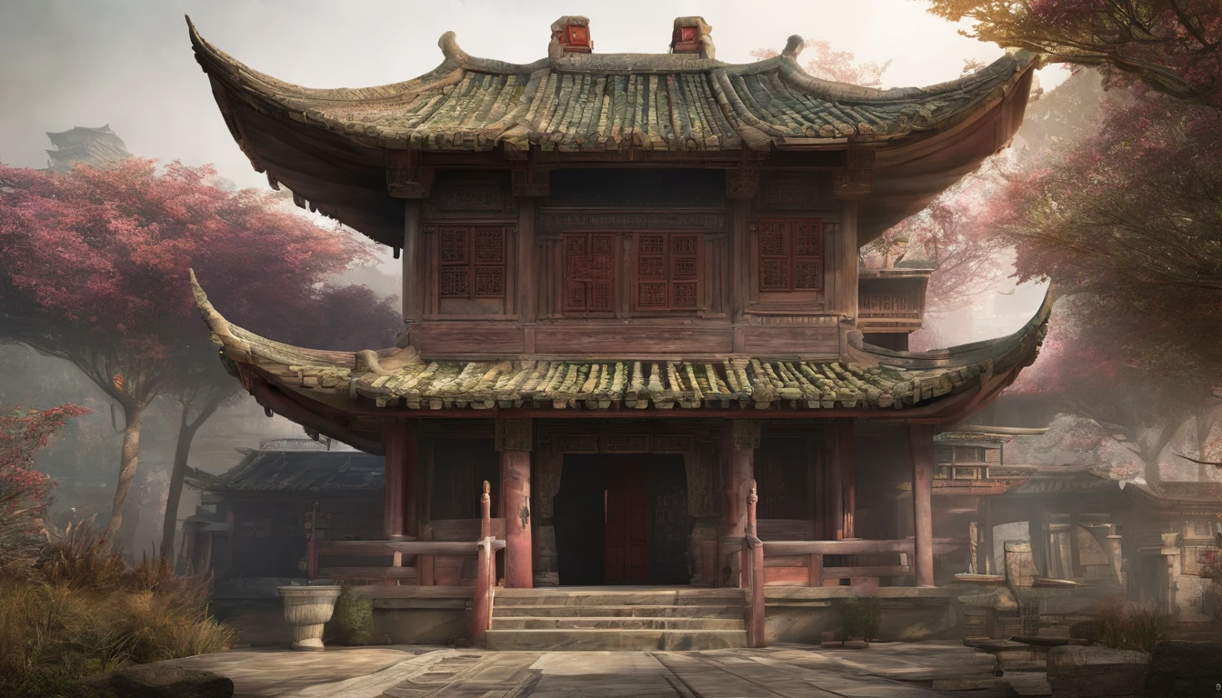 フォトリアリスティック，Chinese Drum Tower，ancient buildings，Wallpapers，Three-dimensional，ultra-realistic realism，Cidade futuristica