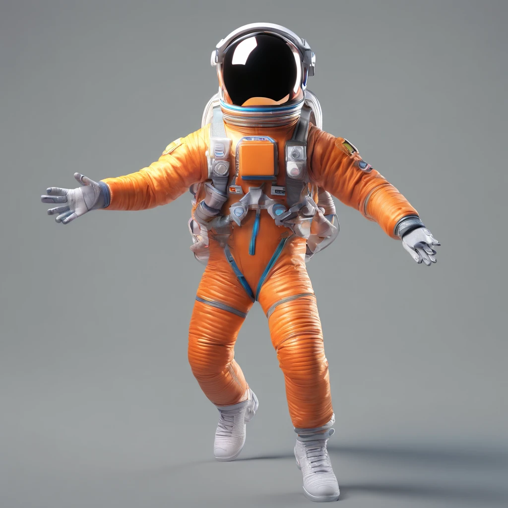 a joyful astronaut dancing (gray background)