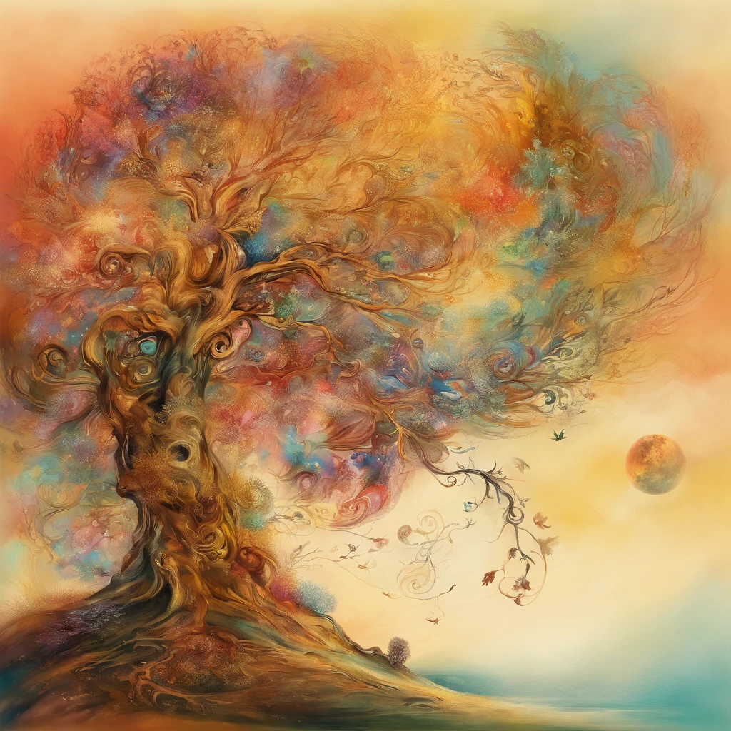 Dans le style de salvatore dali, sumi-e art en couleurs Modificateurs: Elegant Illustration, Cadre de studio lumineux, complexe, beau, hyper realistic, High definition, abstrait, coherent, Gravure sur bois, gracieux, 4K, Hdr,
Realstic, realistic hairs, Detailed::4 well-lit, mise au point nette, Artistique, unique, award-winning photograph, canon eos 5d mark iv dslr, f/8, Normes ISO 100, 1/250 secondes, gros plan, natural light, professionnel, Granuleuse, different::-2 --ar 1:1