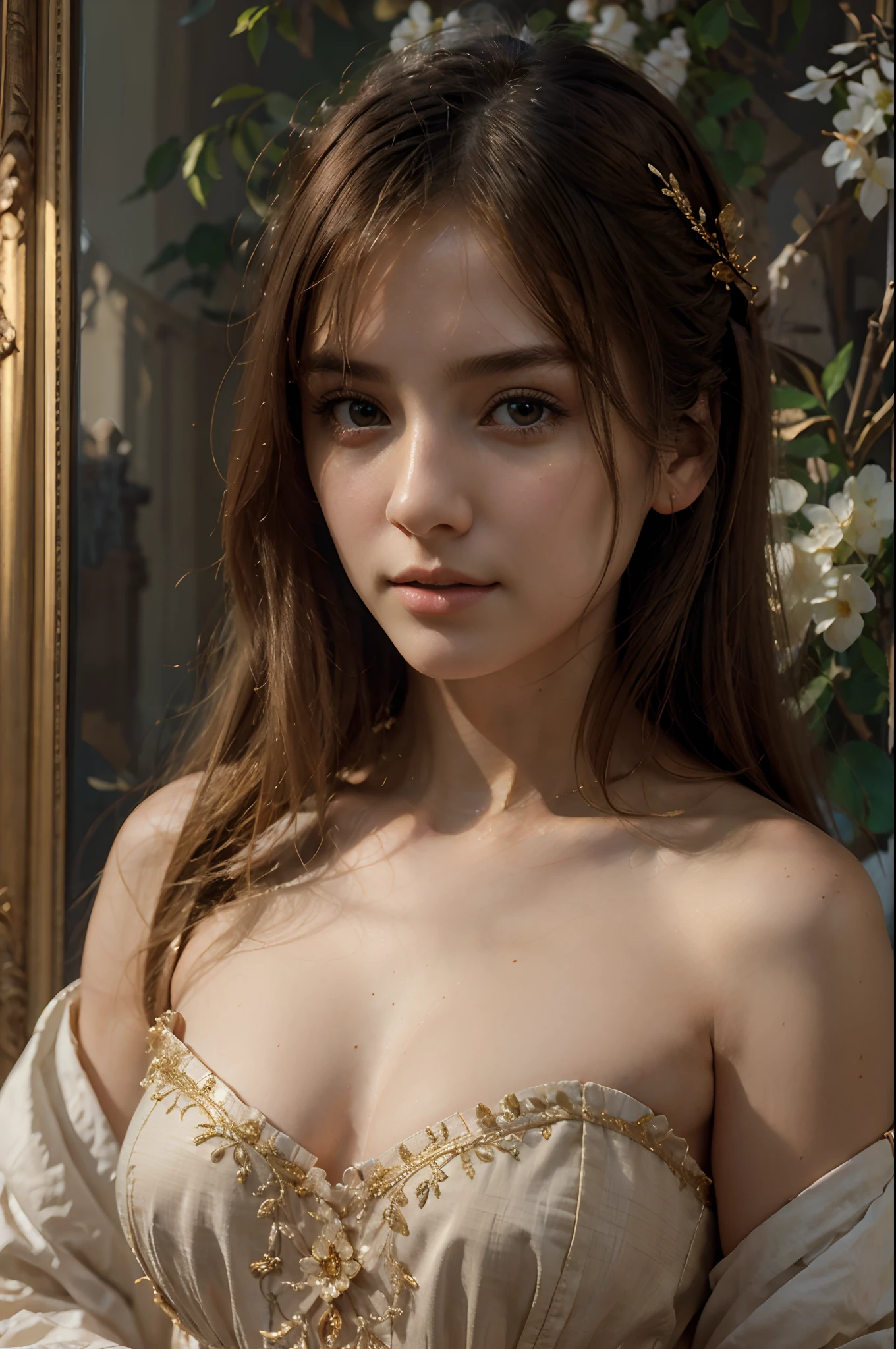 A masterpiece, of the best quality, an extremely delicate and beautiful girl,an extremely delicate and beautiful, world masterpiece theater, super-detailed, highlydetailed, of the best quality, gold hair, high-resolution, extremely detailed,1女孩, of the best quality, illustrations, look at viewer, impasto, canvas, Painting in Oil, Realistic, realist ,real,