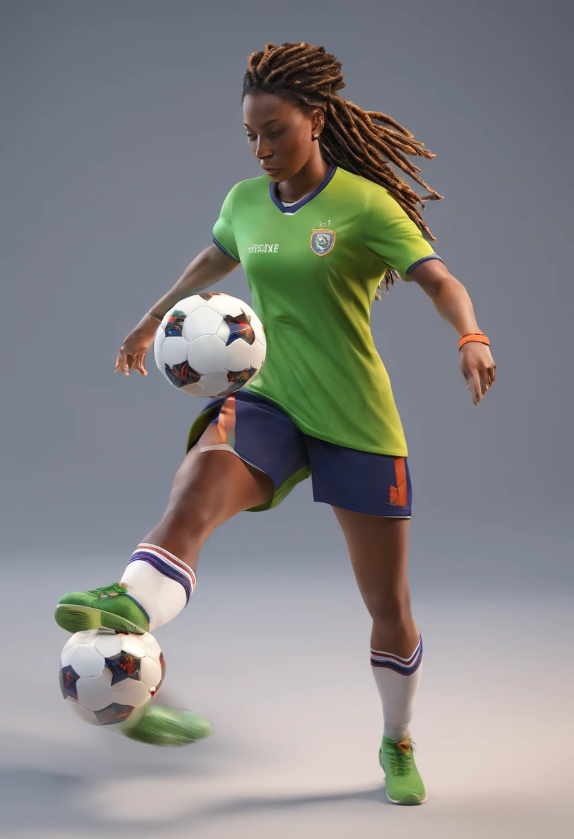 Female soccer player with dreadlocks