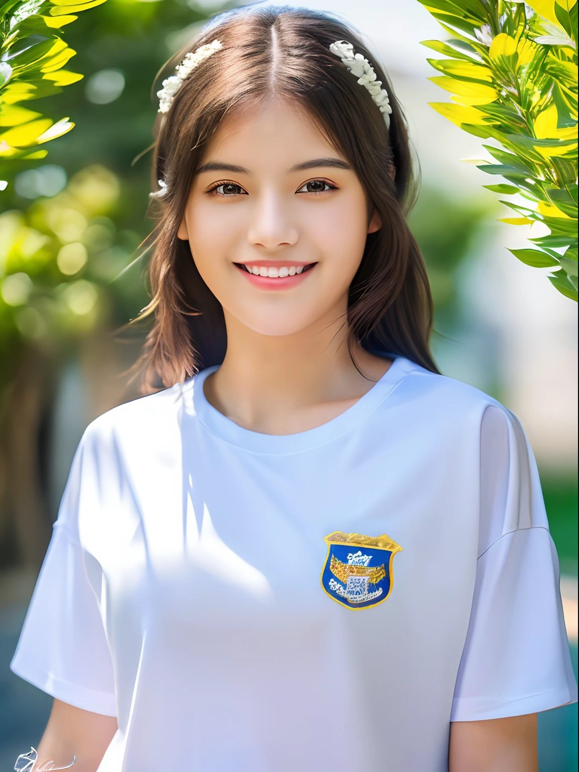 1 girl,full body,high school student,plain white t-shirt,light smile,
master piece,8k,(master piece,ultra high resolution:1.5),(master piece,photorealistic:1.5),(master piece,best quality,ultra detailed:1.5) master piece,detailed eyes,master piece,detailed face,
