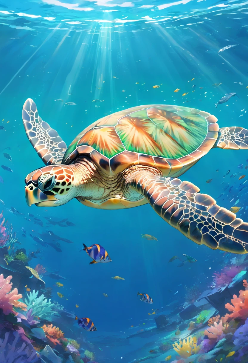 sea turtle　sea surface　16:9