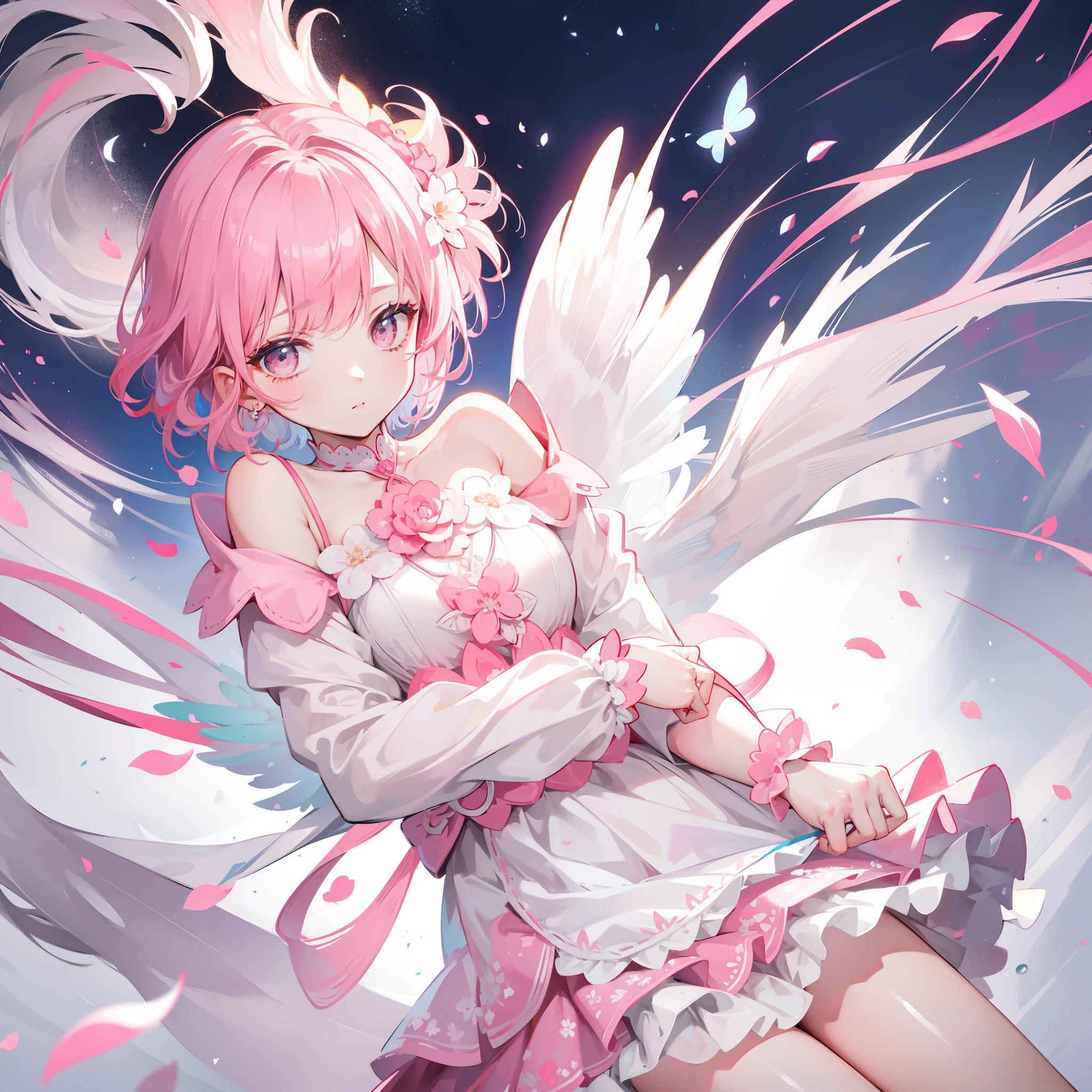 Pink and white color scheme, Fullbody, refrence sheet for future drawing, Cat, Adrogynous, Visual kei, Simplistic