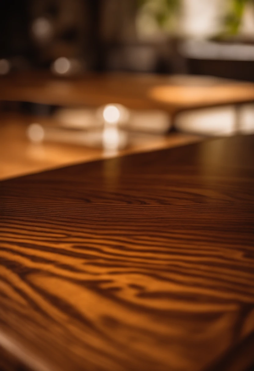 surface of table,handsome wooden texture,smooth and polished surface,beautifully crafted edges,detailed wood grain pattern,high-quality finish,vivid colors,studio lighting,bokeh