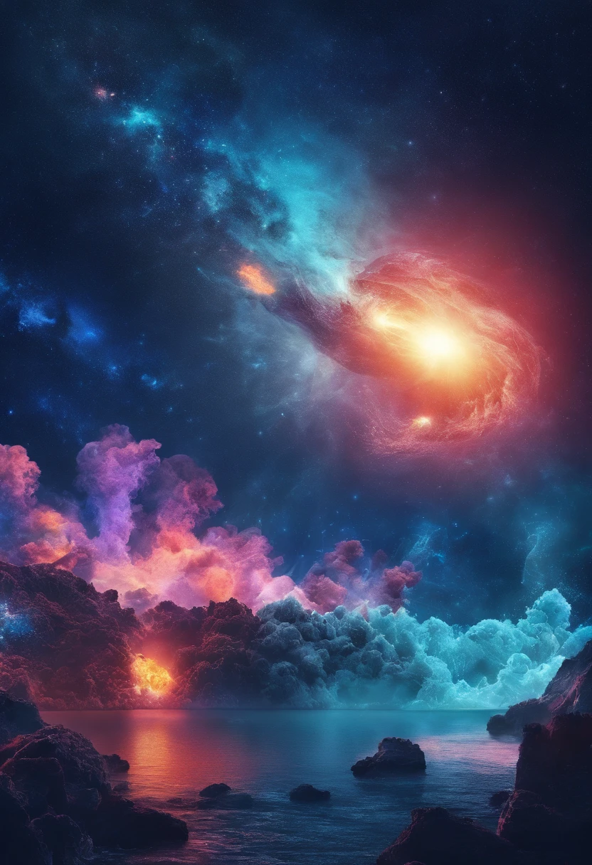 ocean floor,Undersea volcanic eruption,water vapour,8K分辨率