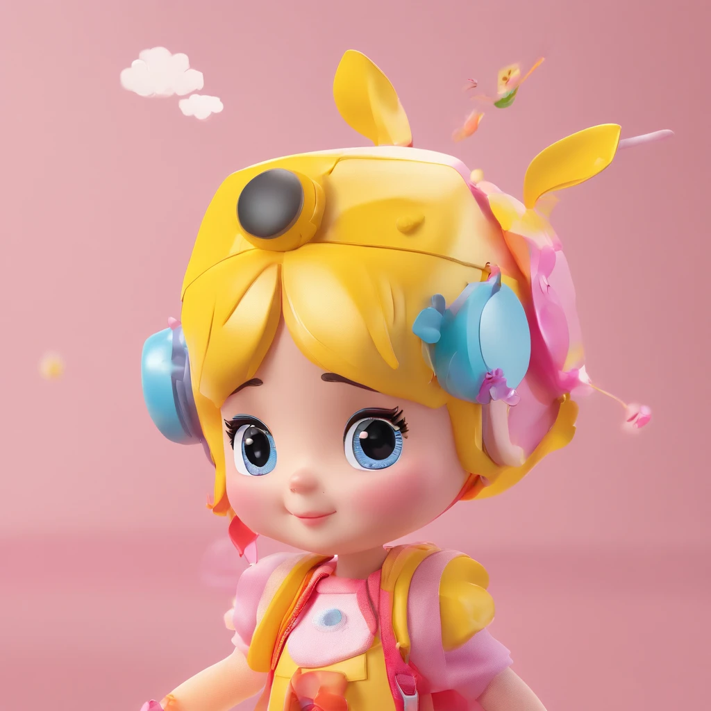 Children's Guide IP, Bright eyes, balmy,friendliness，Her clothes, a blind box toy, Glossy and delicate,Clean background, Good gloss, a 3D render,Best quality，full bodyesbian