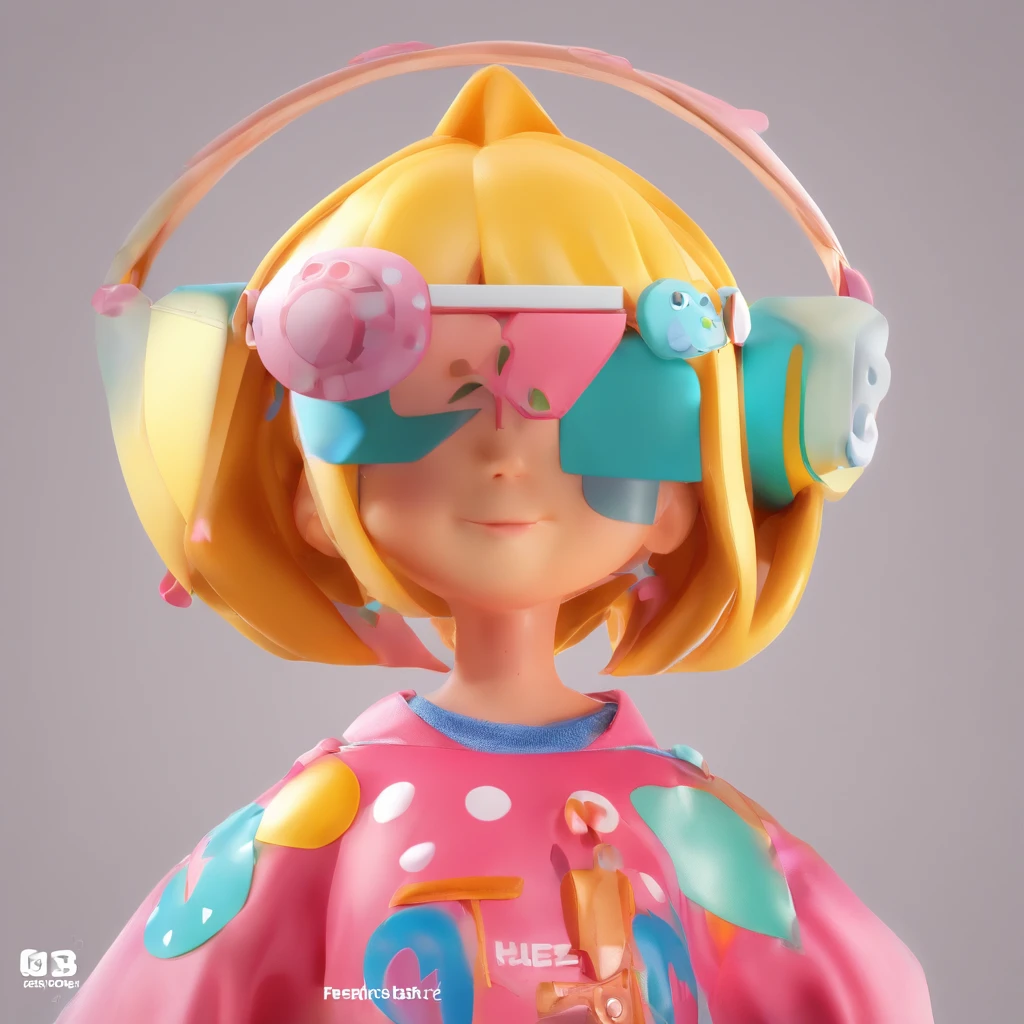 Children's Guide IP, Bright eyes, balmy,friendliness,Her clothes, a blind box toy, Glossy and delicate,Clean background, Good gloss, a 3D render,Best quality,full bodyesbian