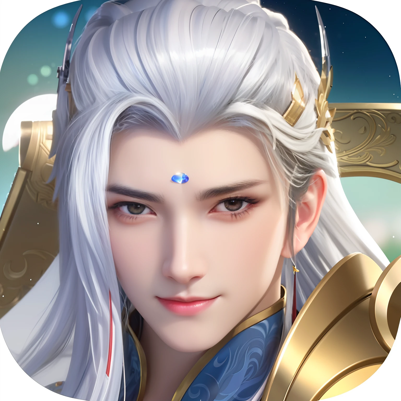 a close up of a person with a white hair and a sword, drak, heise jinyao, Inspired by Huang Shen, Avatar image, zhao yun, xianxia hero, astri lohne, inspired by Luo Mu, god of moon, inspired by Li Kan, portrait of dragoon, inspired by Wu Bin, inspired by Ju Chao,reflection light, sparkle, close-up, 16k, 8k, 4K, highres, best quality, UHD, masterpiece, 1080P, textured skin, retina, super detail, high details, high quality, anatomically correct