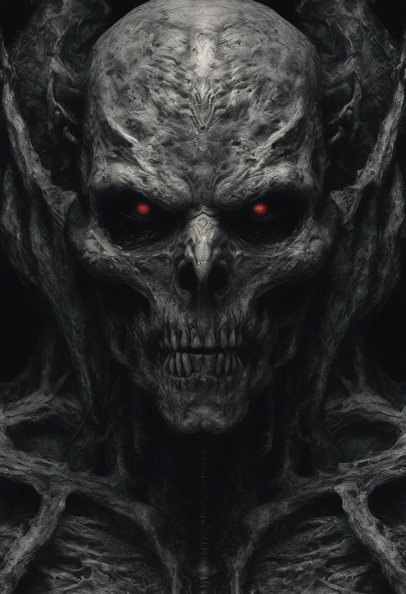 close up of an humanoid demon, ultra detailed, horror aesthetic, sci fi horror aesthetic.