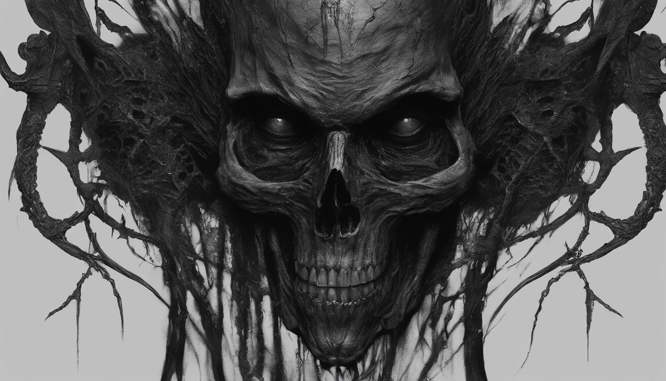 close up of an humanoid demon, ultra detailed, horror aesthetic, sci fi horror aesthetic.