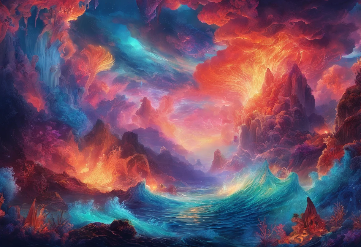 ocean floor,Undersea volcanic eruption,vapour,8K分辨率