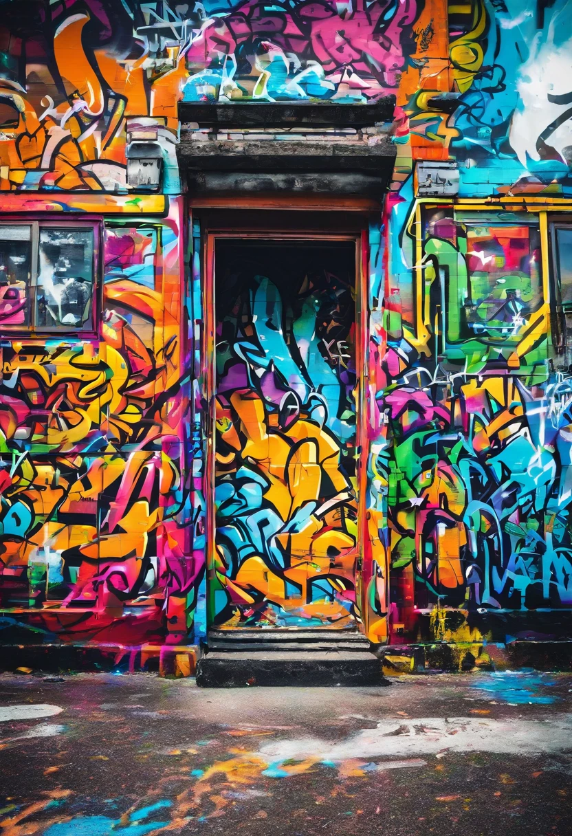 Prompt: Graffiti, psychedelic、The whole picture, hight resolution、highly contrast Club Techno
