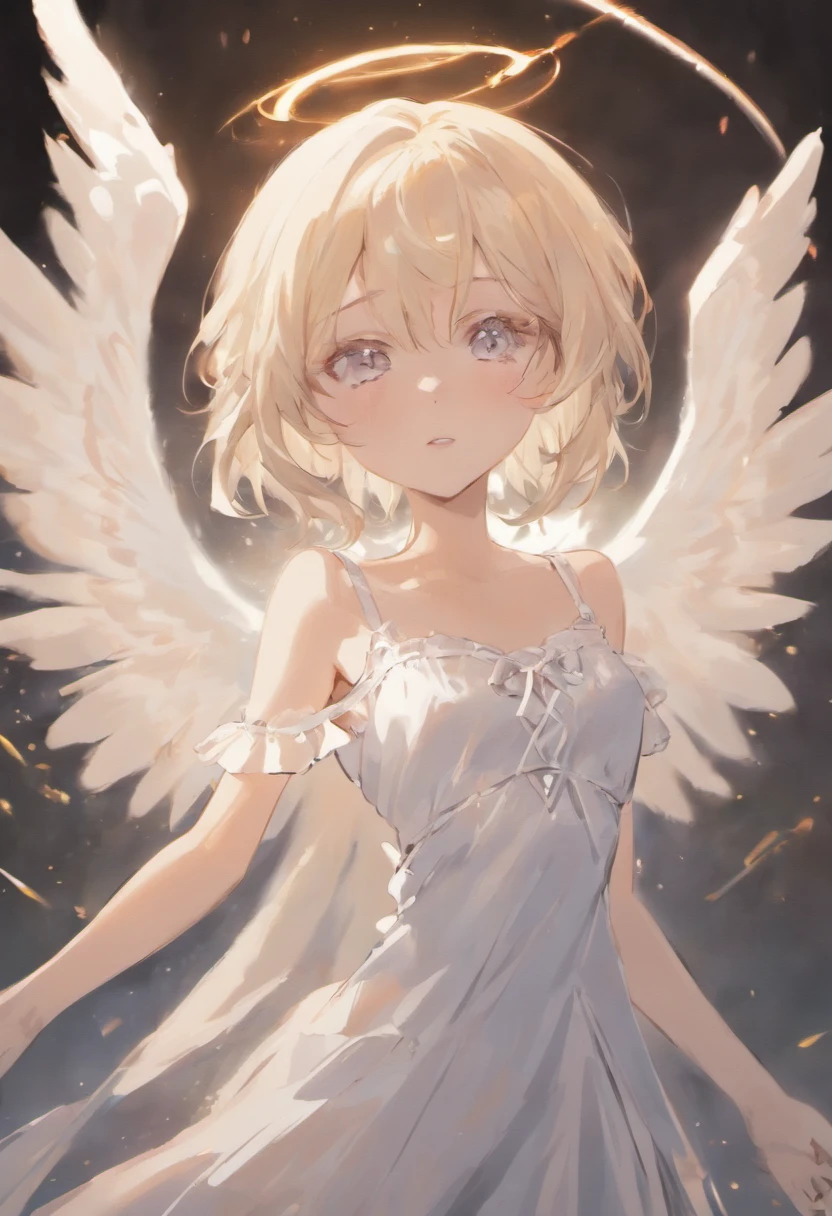 8k, 4k , realistic, Mature girl , female , beautiful, wears pure white clothes, has many white wings like an angel, female angel, looks intently, beautiful eyes