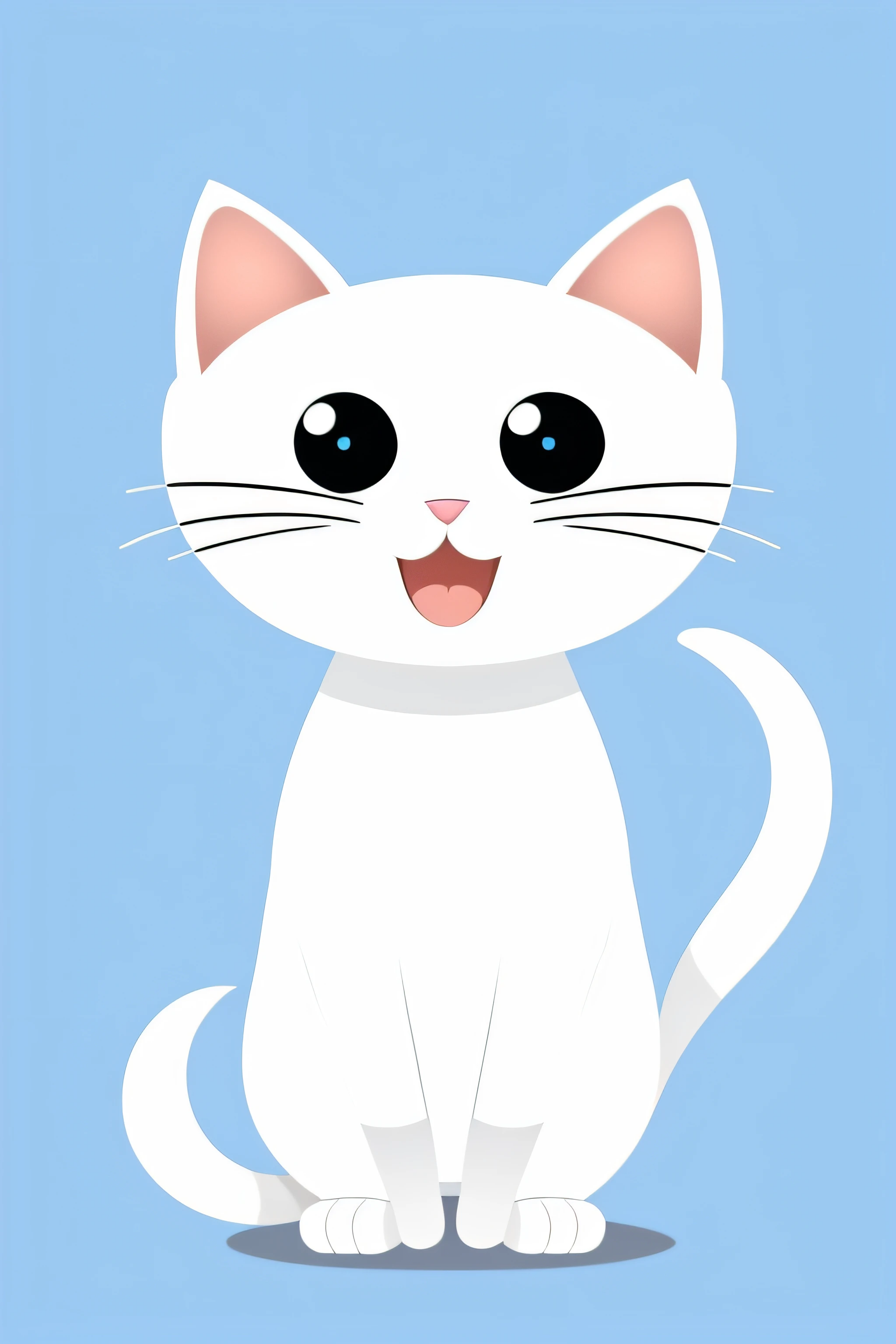 Cartoon cat with furry body, white background